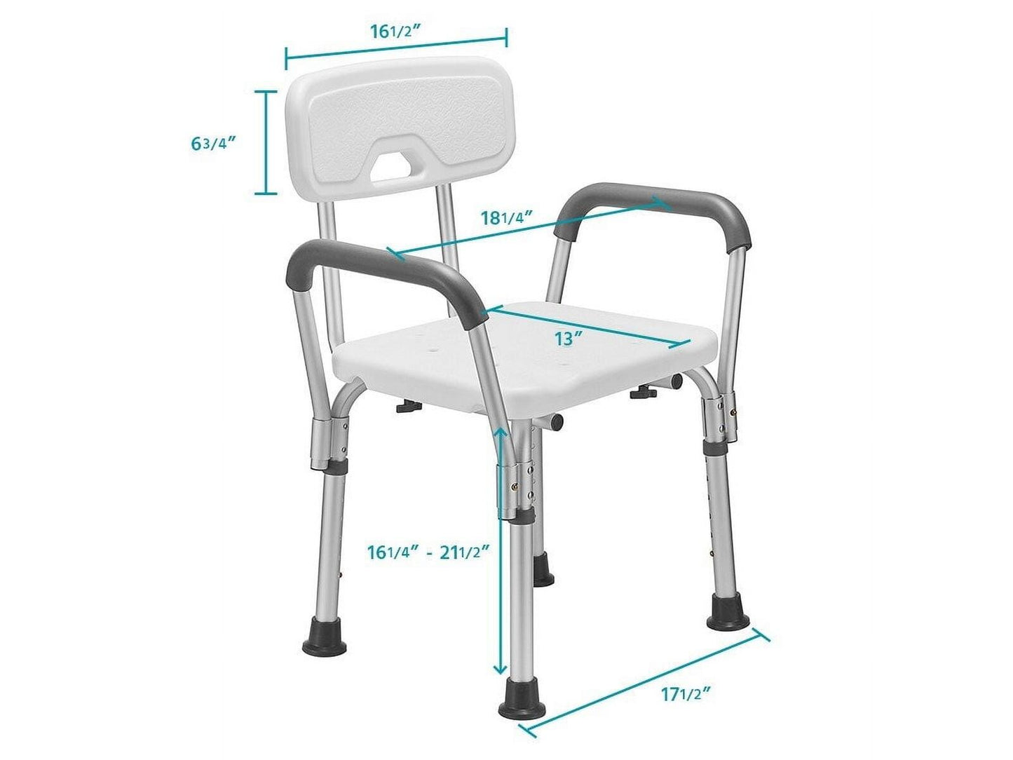 Height Adjustable Shower Chair with Arms & Back, 300lb Bath Seat for Adults