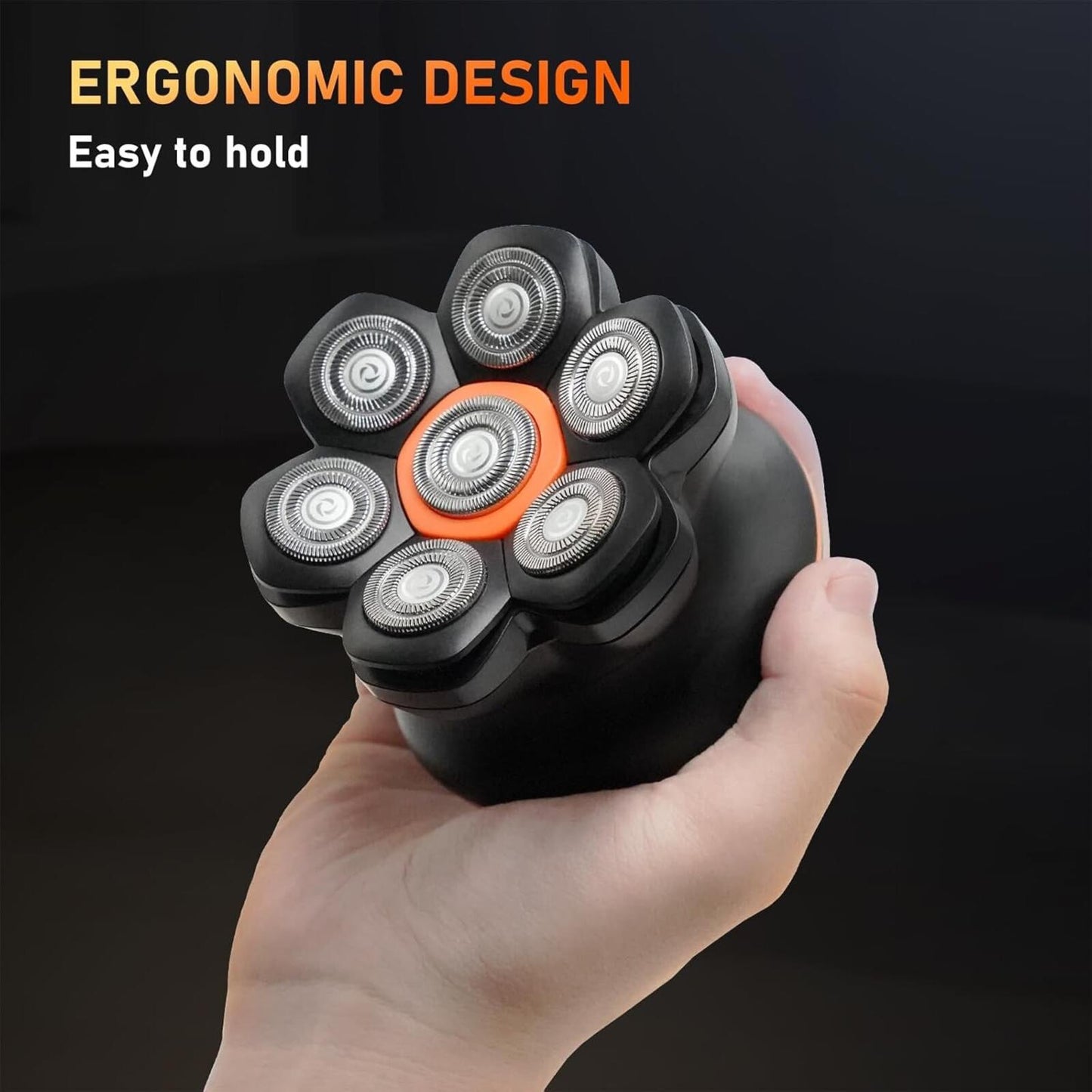 7D Waterproof Electric Head Shaver for Bald Men - Cordless, Rechargeable, LED Di