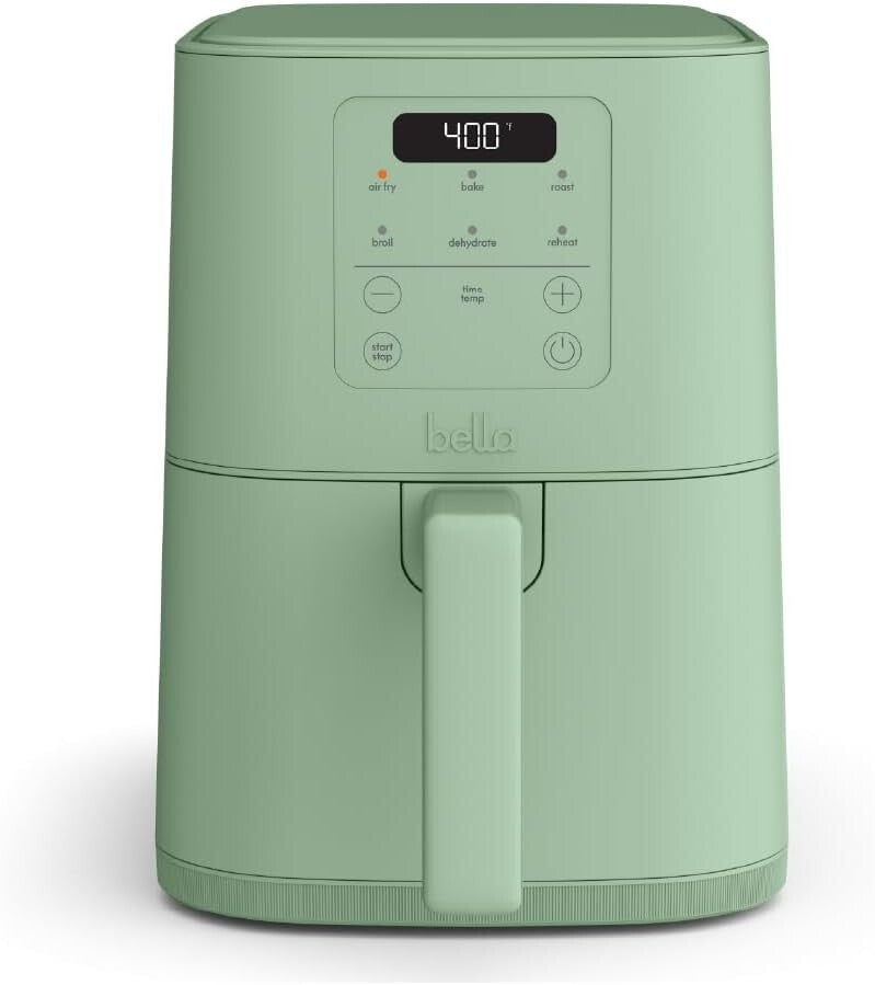 4Qt Slim Air Fryer Ceramic Nonstick 6 Presets 3.3Lb Seaglass