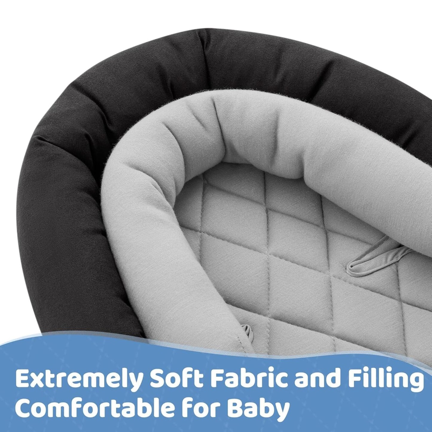 Infant Car Seat Head Support Soft 2-in-1 Insert for Newborn Stroller Gray/Black