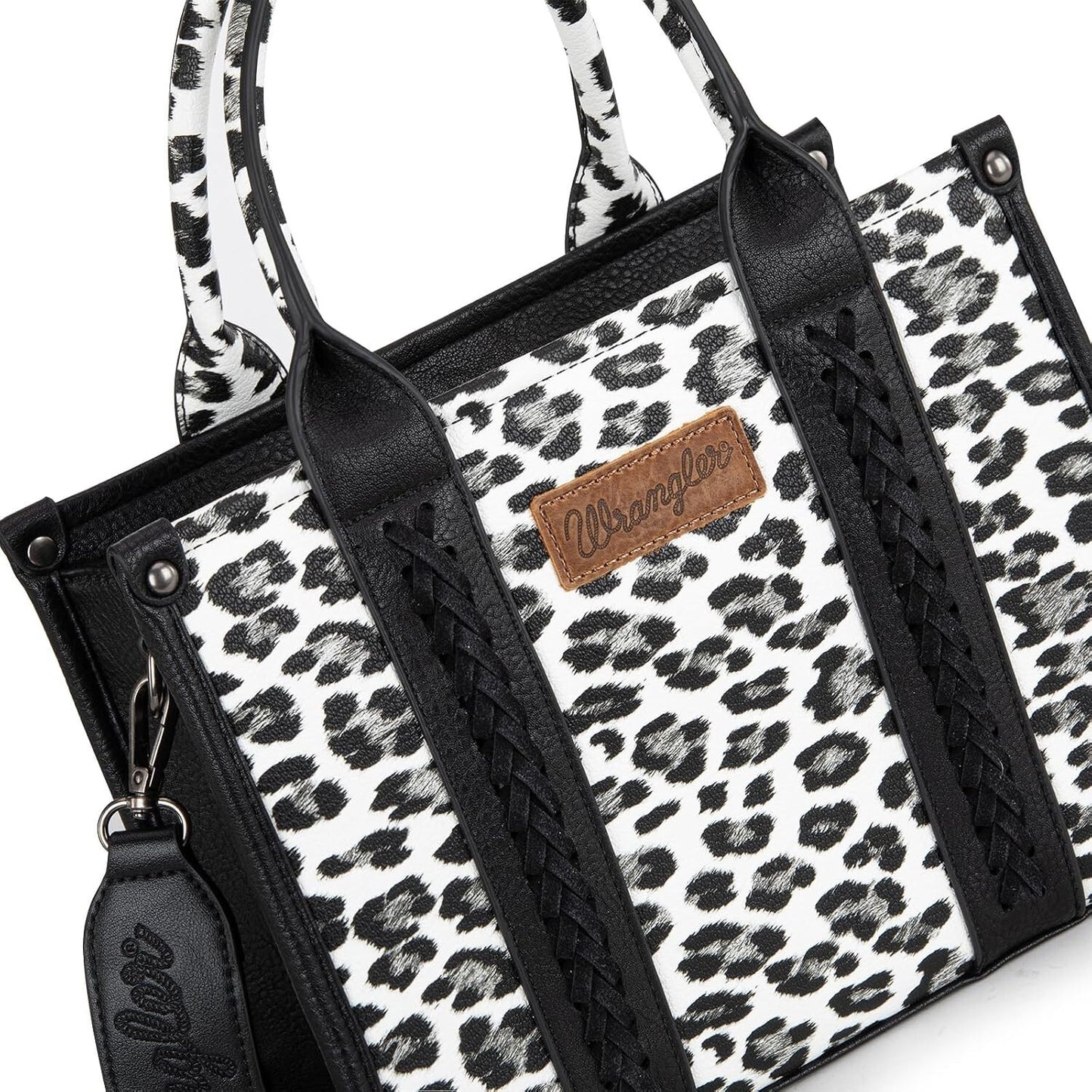 Women’s Cow Print Tote Bag Purse with Signature Strap