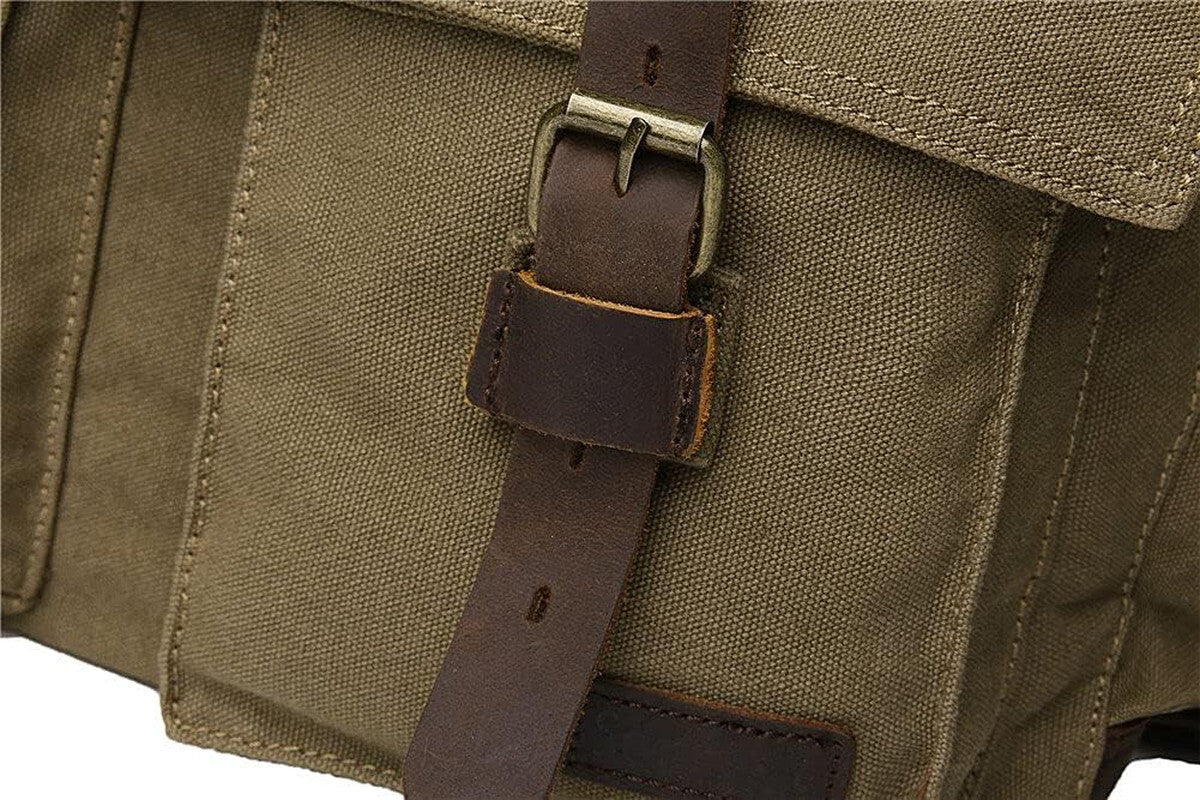 Vintage Leather Canvas Laptop Bag Messenger Bags Medium