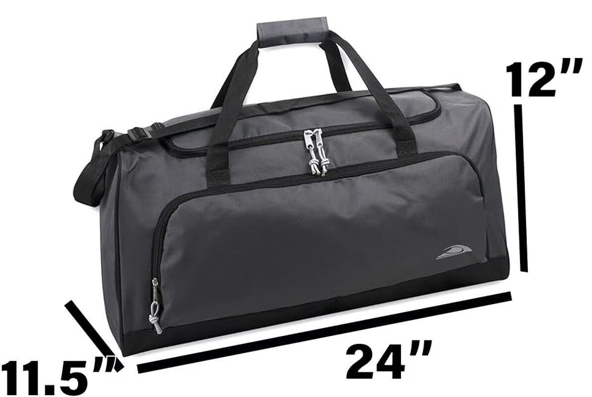 24 Inch Overnight Travel Duffel Bag Charcoal Gray 55L