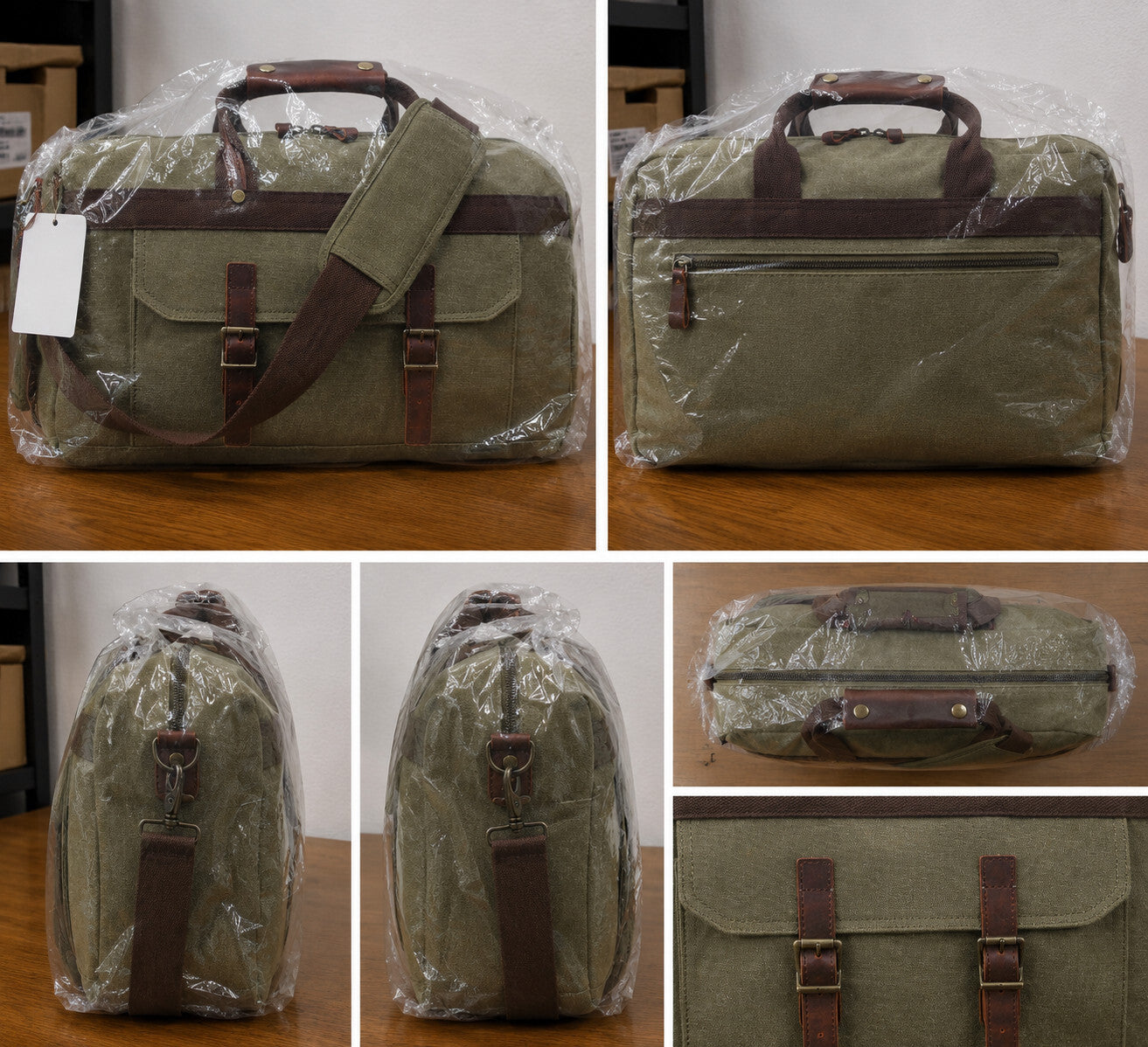 Men's Women's Waterproof Leather Bag Overnight Weekender