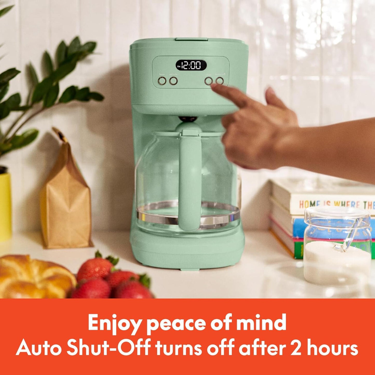 12 Cup Programmable Coffee Maker LCD Auto Shutoff 900W Seaglass