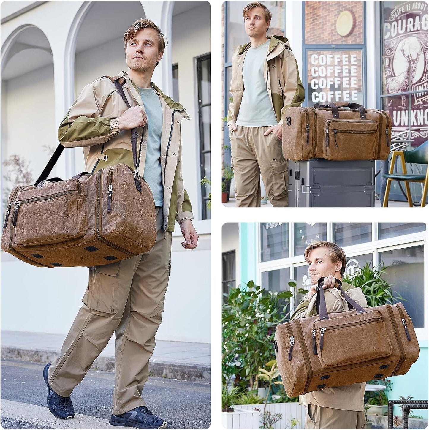 Men's Expandable Canvas Travel Duffel Bag Carry On Gym