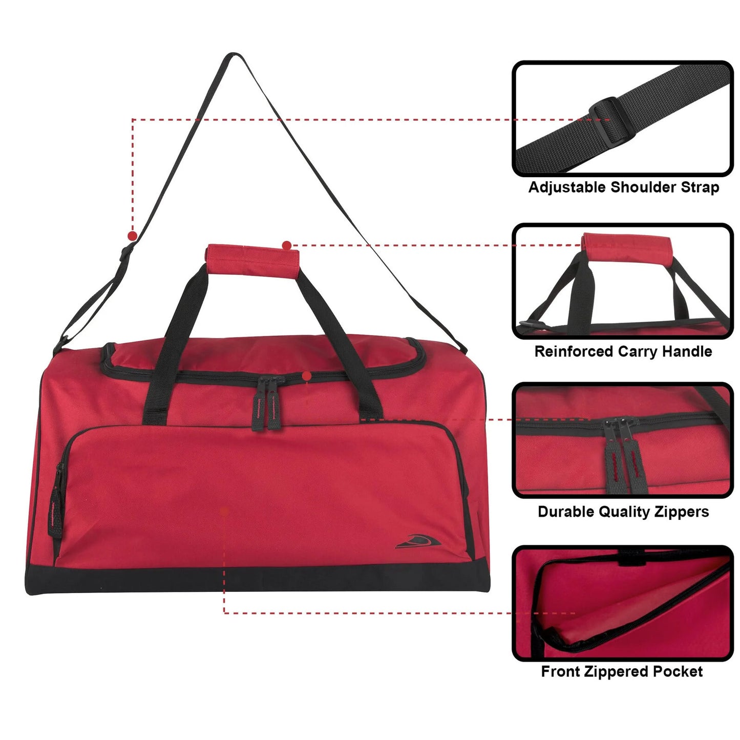 55L Weekender Duffel Bag 24" Travel Gym Sports Red