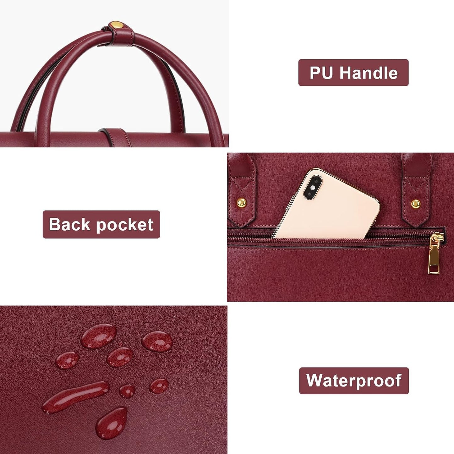Women's PU Leather Laptop Bag Convertible Backpack Bowknot