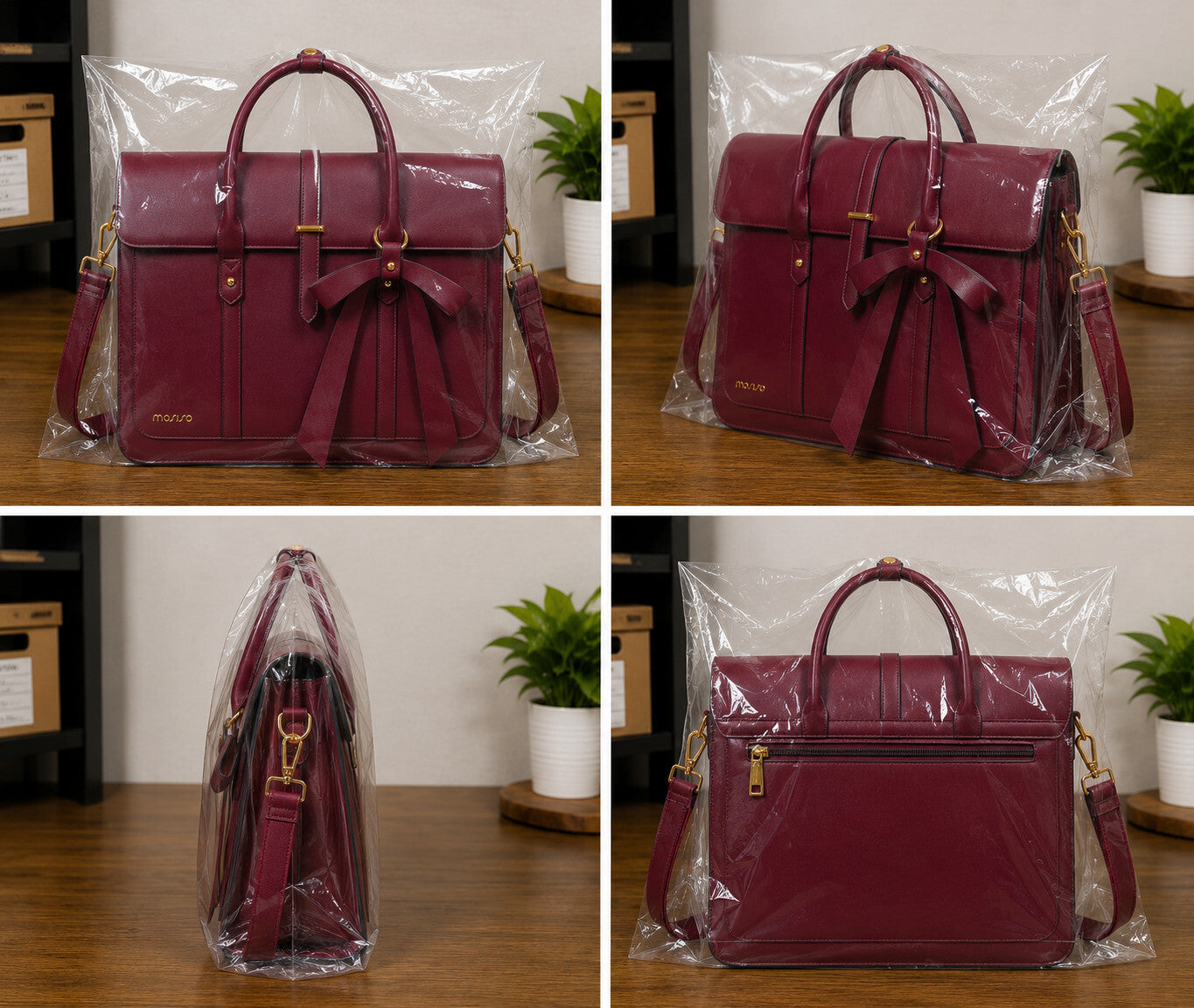 Women's PU Leather Laptop Bag Convertible Backpack Bowknot
