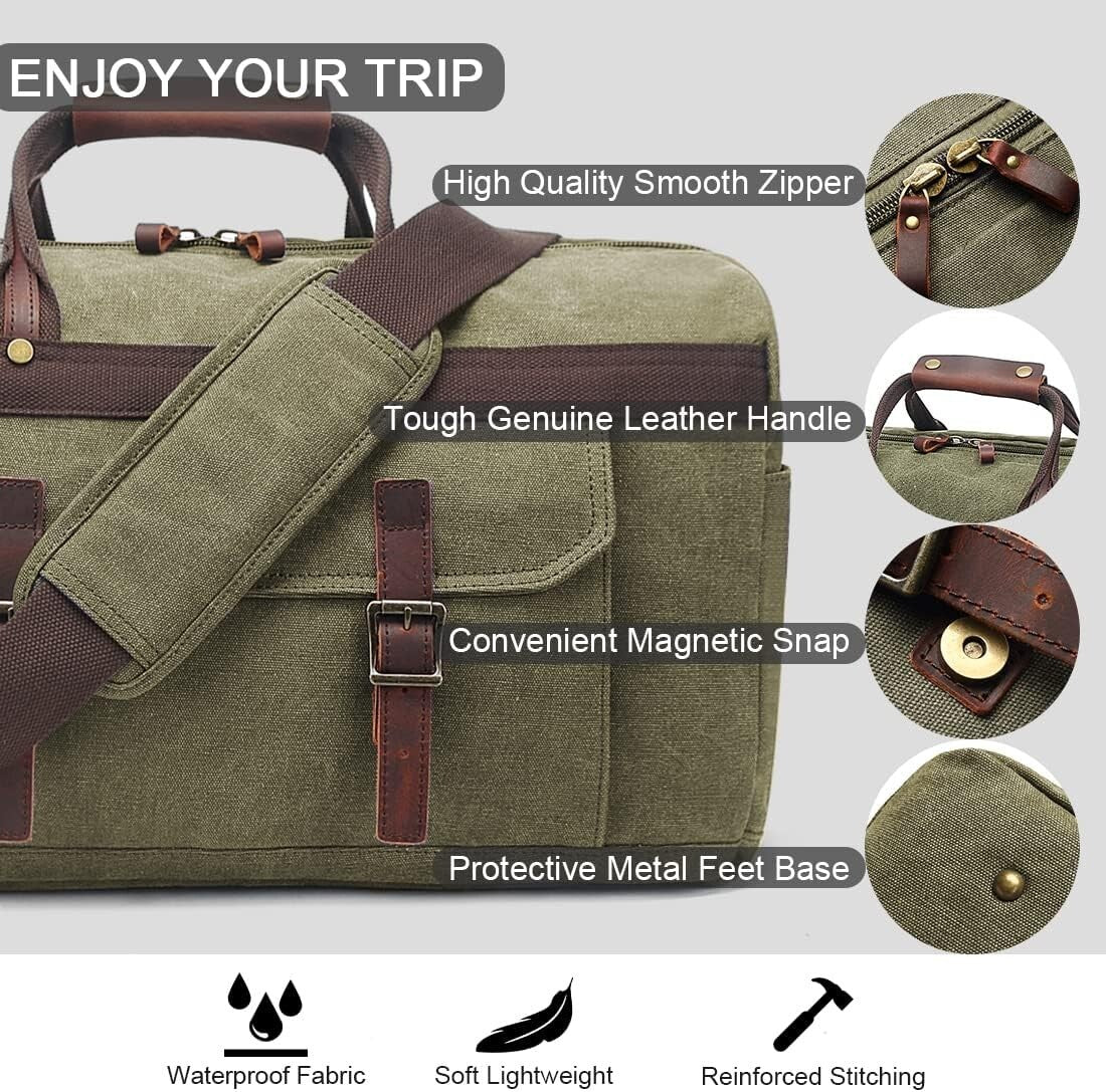 Men's Women's Waterproof Leather Bag Overnight Weekender