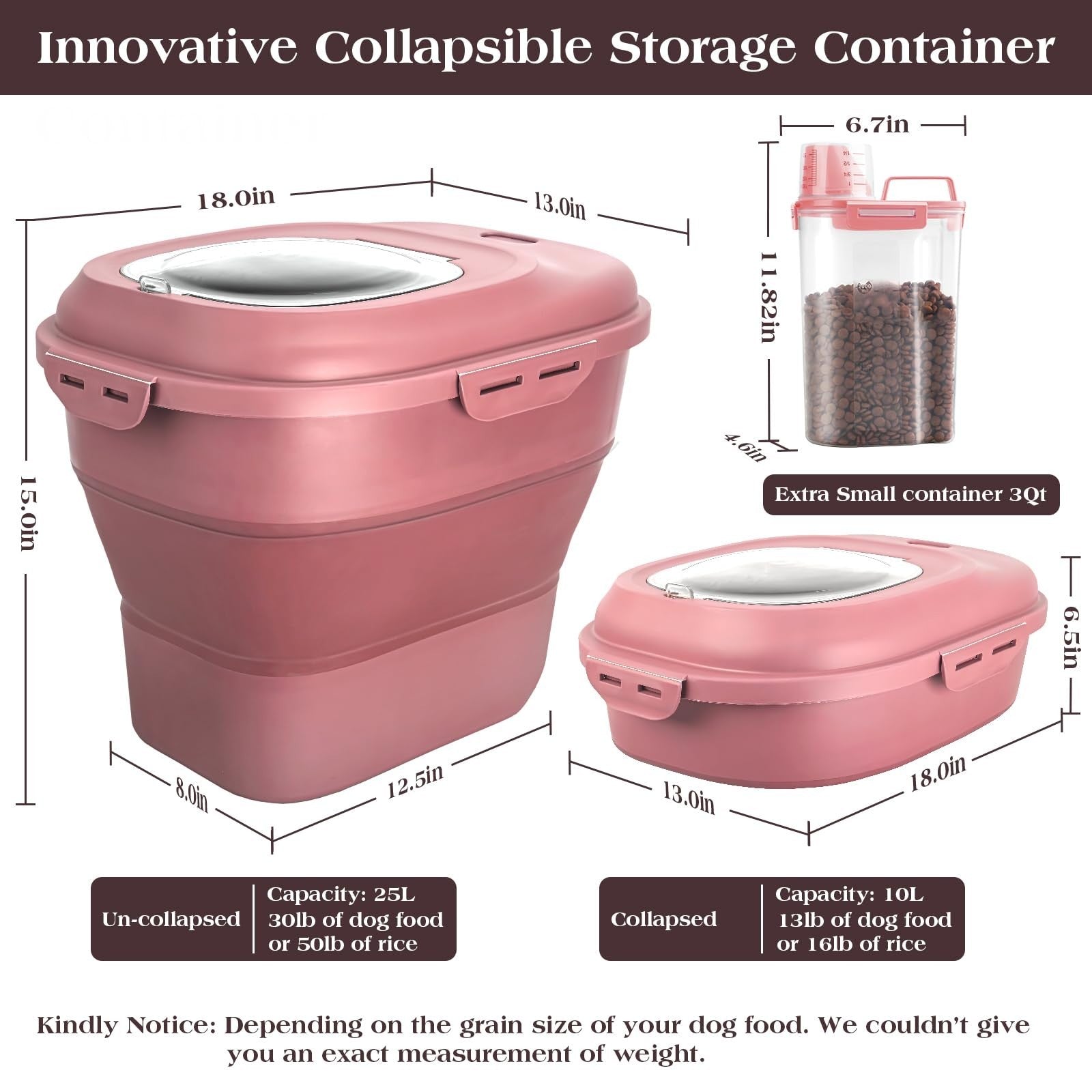 Airtight Dog Food Storage Container, Collapsible 13 30lb, Rolling Wheels & Scoop1
