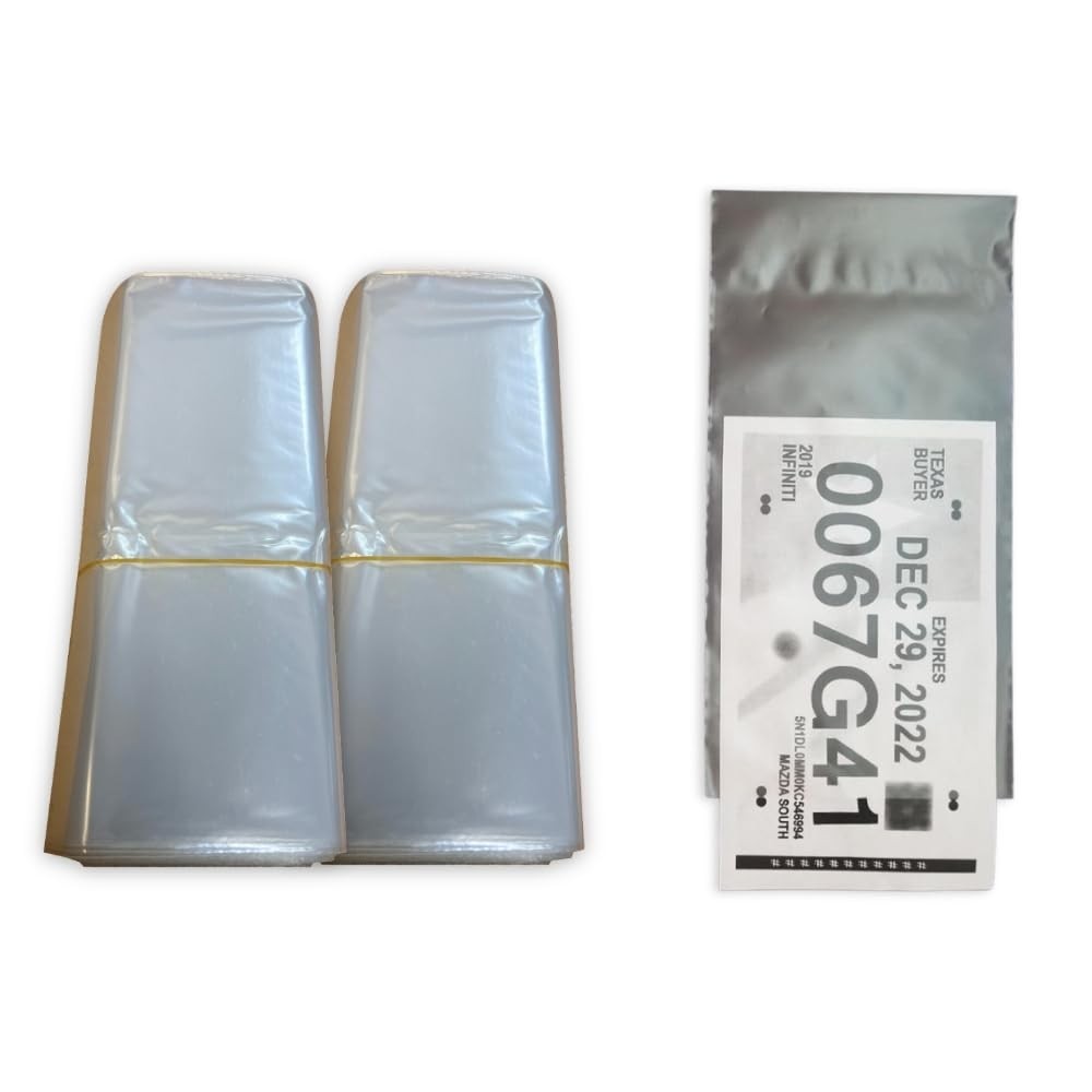 Temporary License Plate Tag Plastic Bags - 100 Count for Auto Dealerships (2 Pac1
