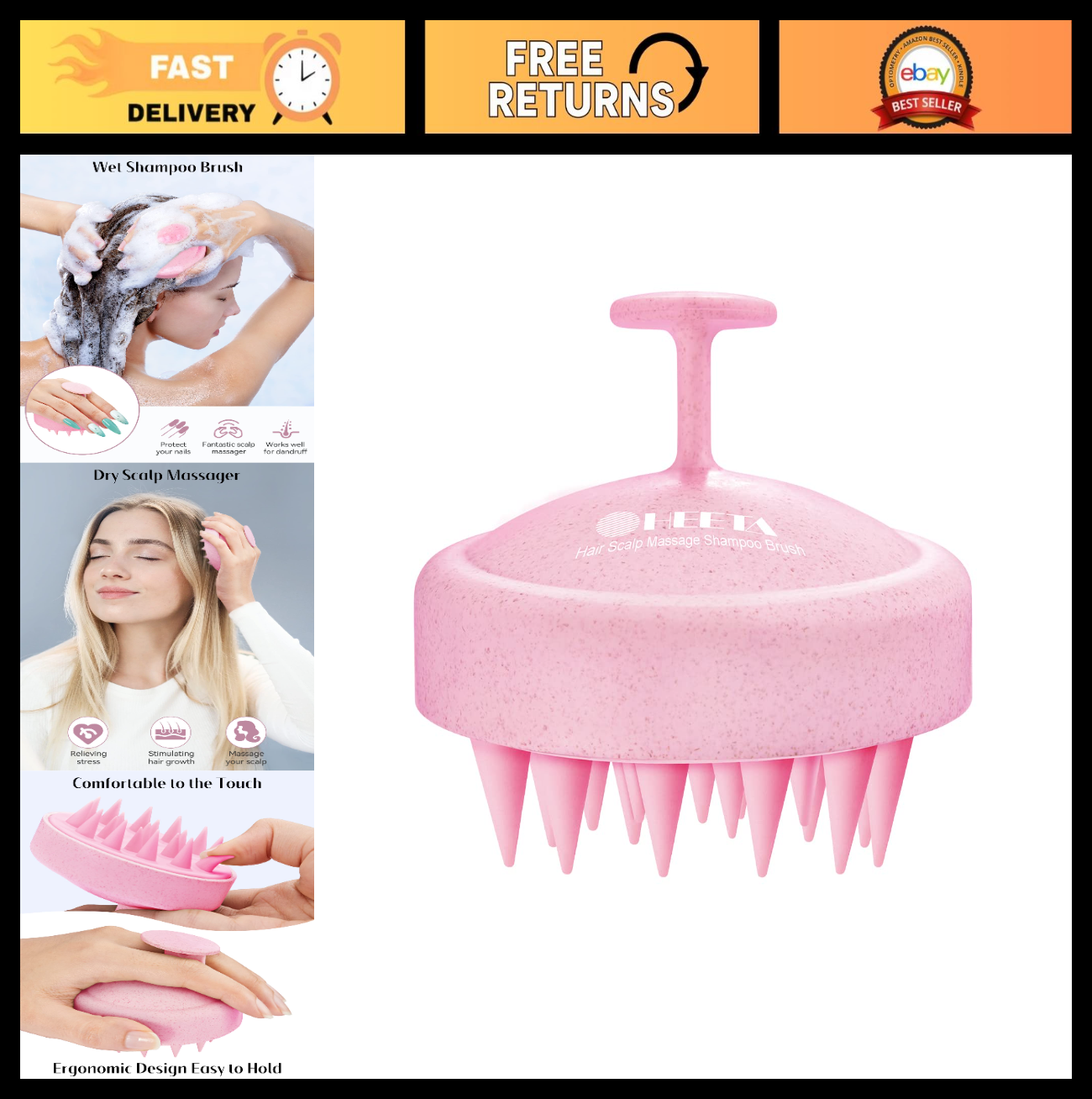 Scalp Massager Brush for Hair Growth   Silicone Shampoo Scrubber, Exfoliation &0