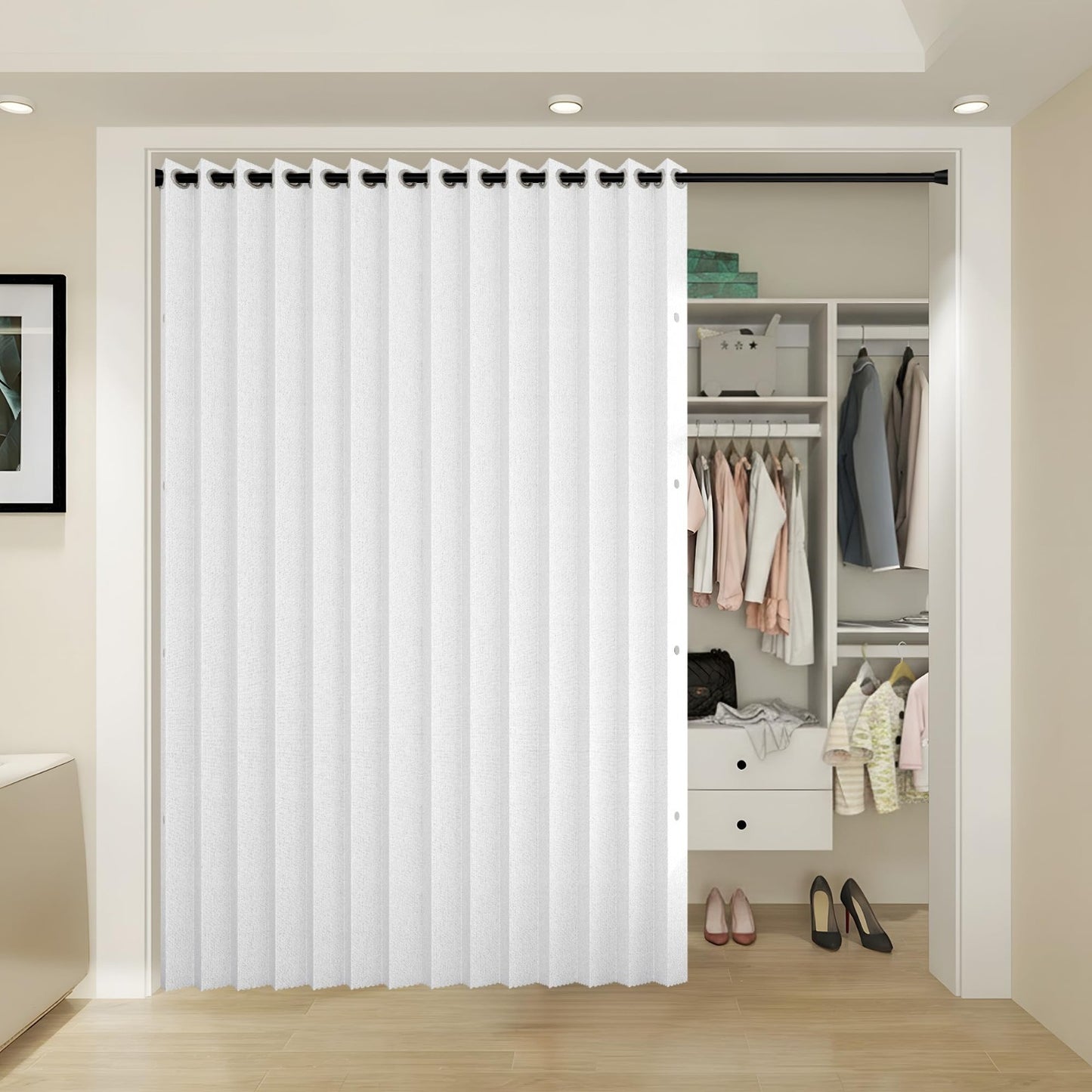 100% Blackout Faux Linen Vertical Shades for Sliding Doors, 1 Panel W100 x L96,8