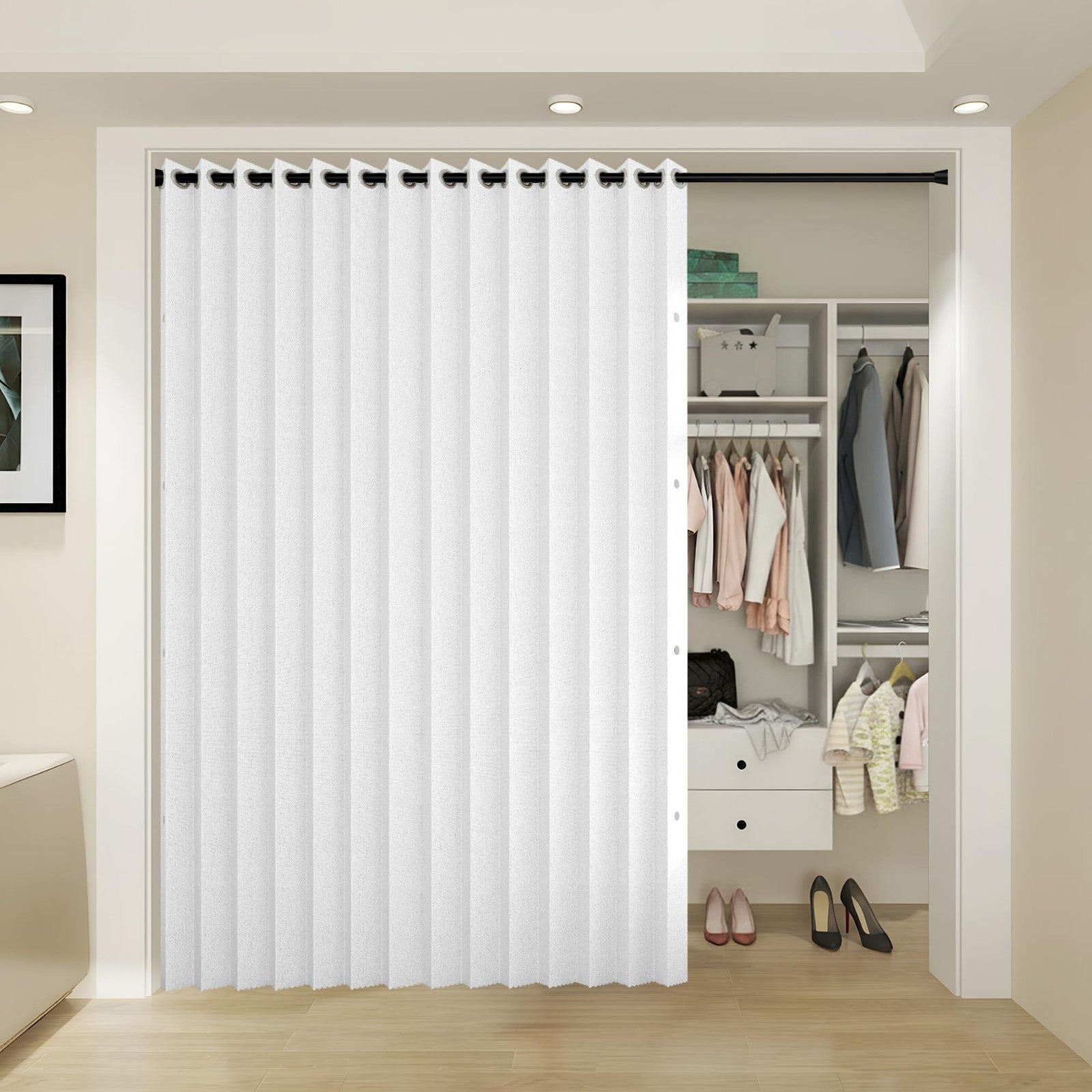 100% Blackout Faux Linen Vertical Shades for Sliding Doors, 1 Panel W100 x L96,8