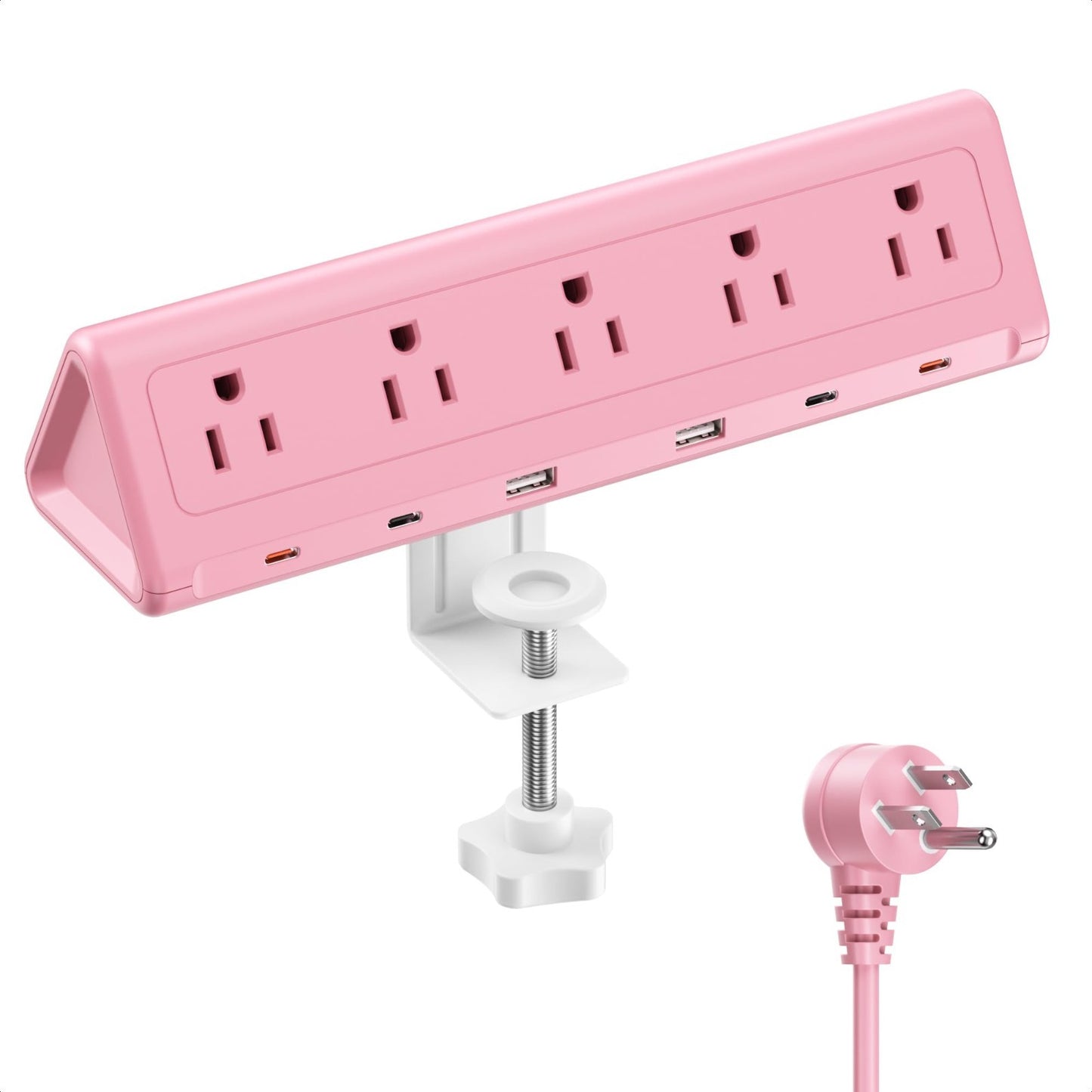 6.5FT Desk Clamp Power Strip   5 AC Outlets, 6 USB Ports, PD 40W Fast Charging,1