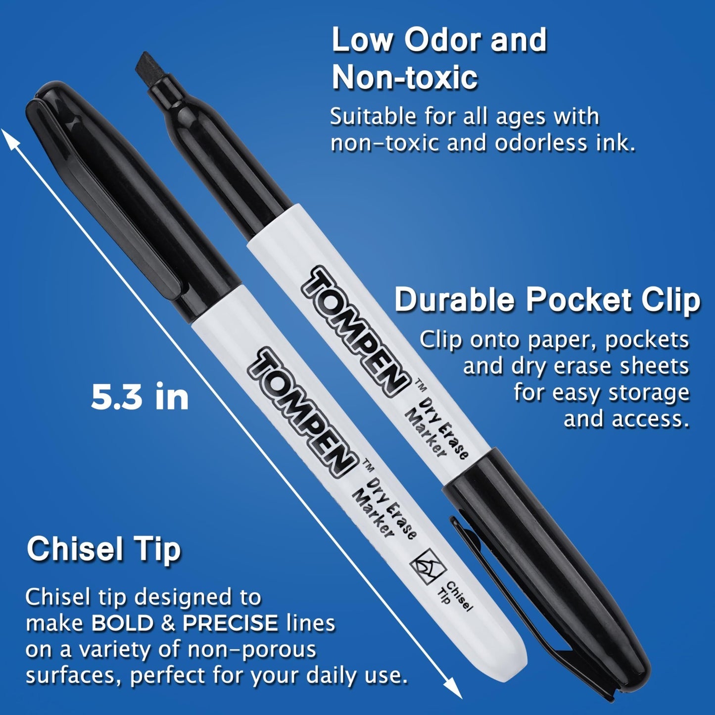 Bulk Dry Erase Markers 160 Pack, Chisel Tip, Low Odor Quick-Drying for Office &3