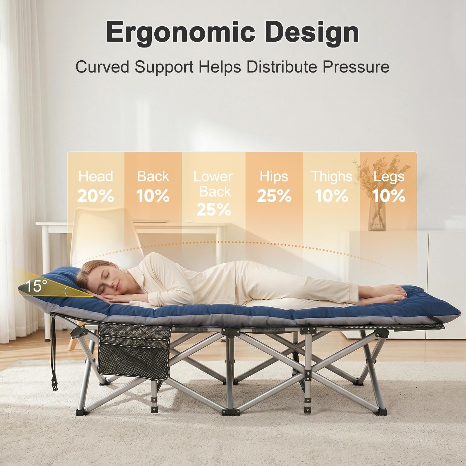 XXL Folding Camping Cot for Adults   900 lb Capacity, 32" Wide, 2 Pack, Sturdy F3