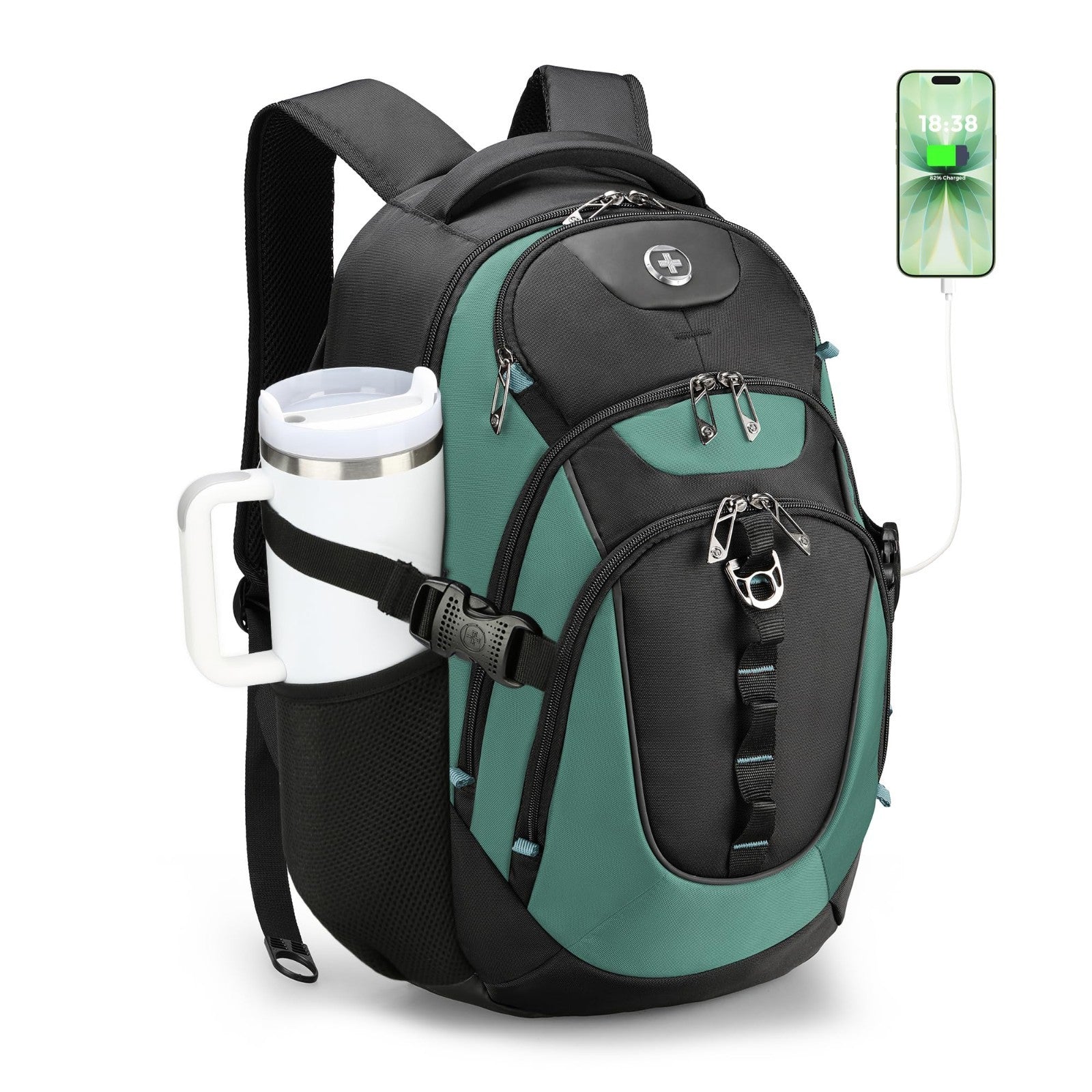 Stylish Laptop Backpack with USB Charging Port, Fits 15.6" Computer, 31L Travel1