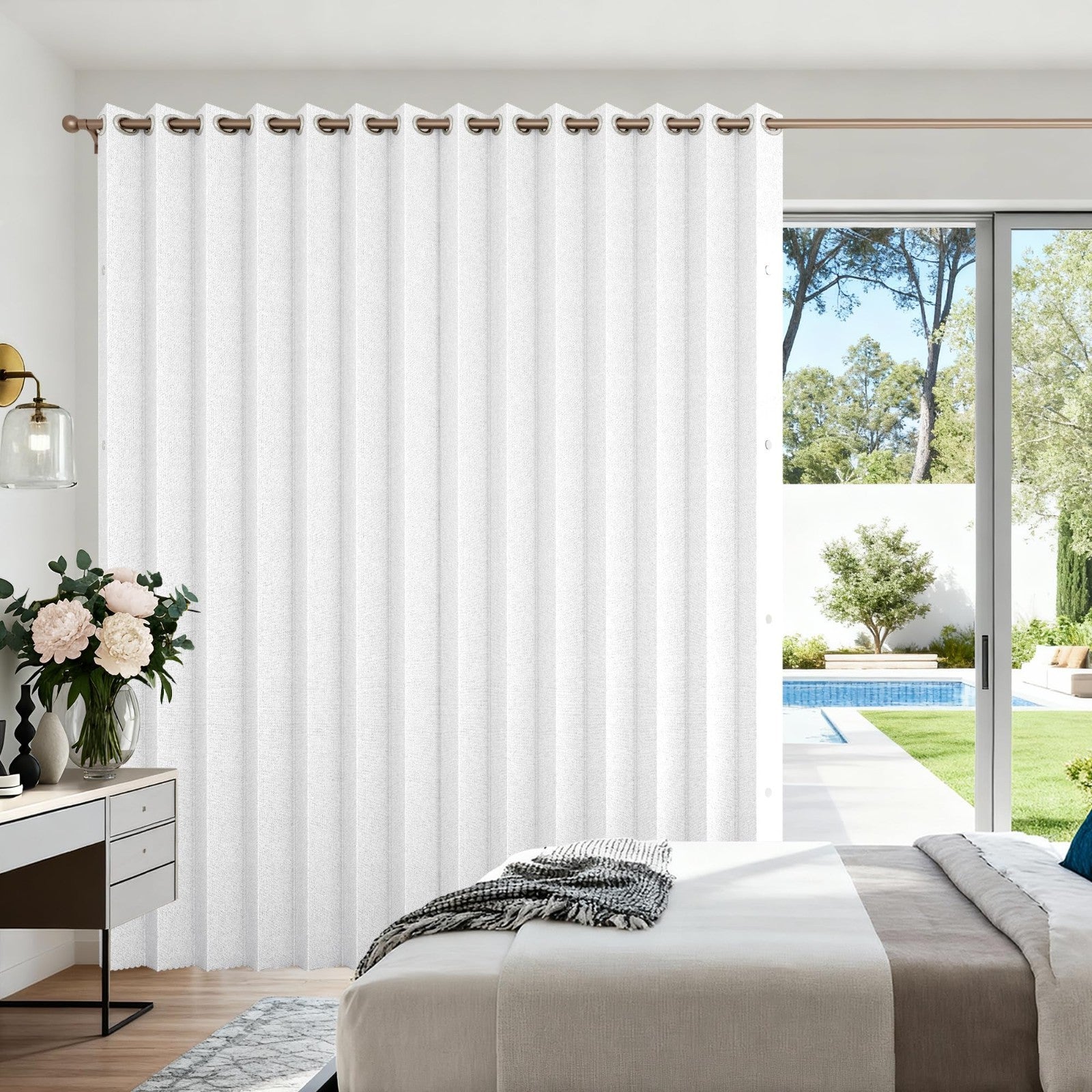 100% Blackout Faux Linen Vertical Shades for Sliding Doors, 1 Panel W100 x L96,1
