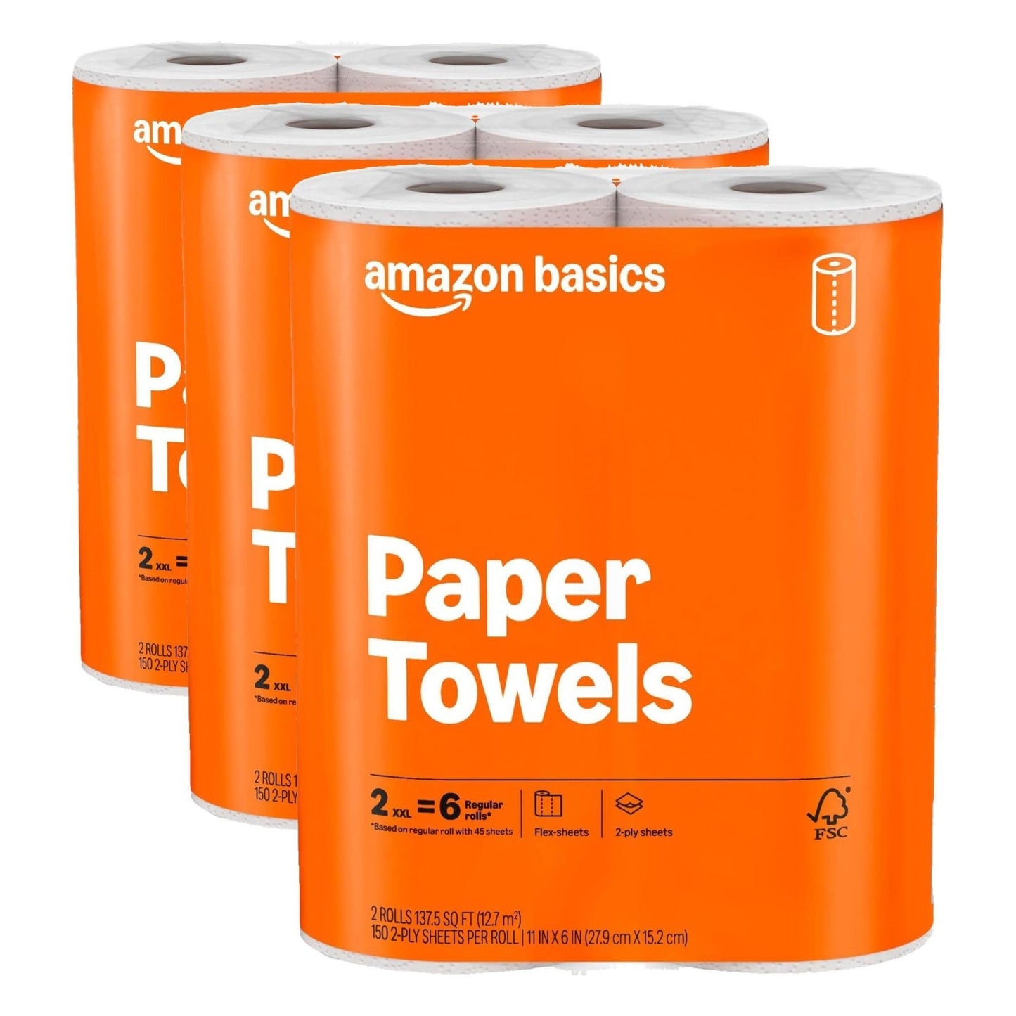 2 Ply Flex Sheets Paper Towels, 6 Rolls = 20 Regular Rolls, 150 Sheets/Roll, Val0