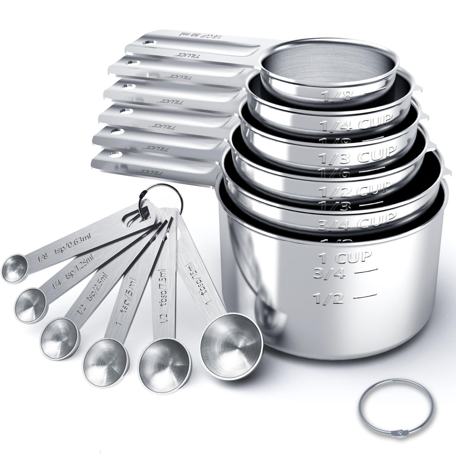 Stainless Steel Measuring Cups & Spoons Set   Nesting Kitchen Tools for Cooking1