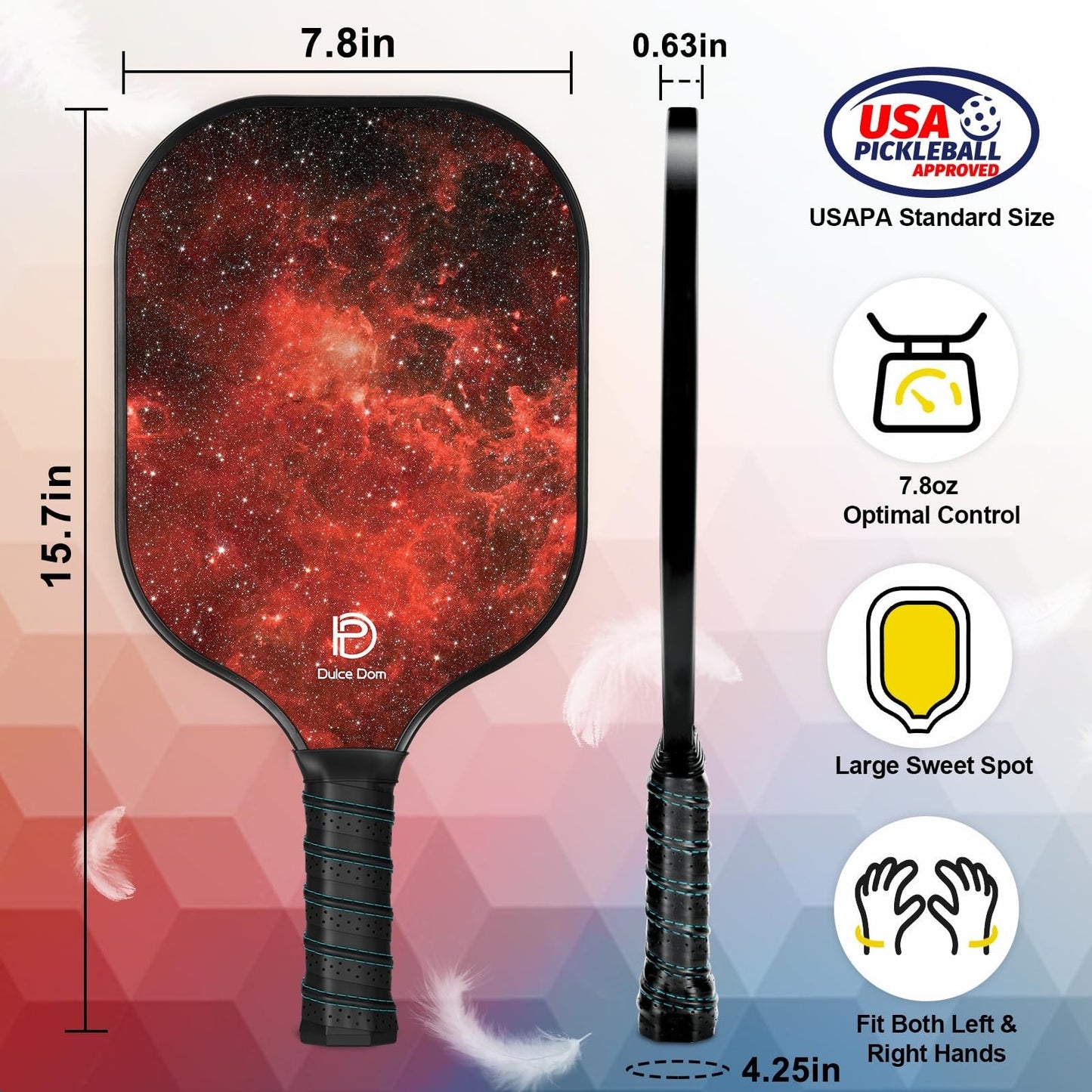 Pickleball Paddles Set of 2/4 - USAPA Approved Fiberglass Graphite Rackets with3