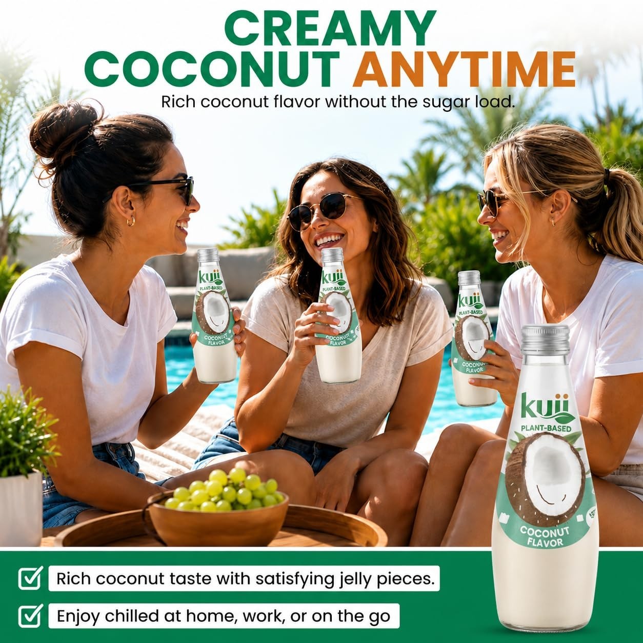 No Sugar Added Coconut Milk Drink - Original Flavor, Nata de Coco, Dairy-Free Be2