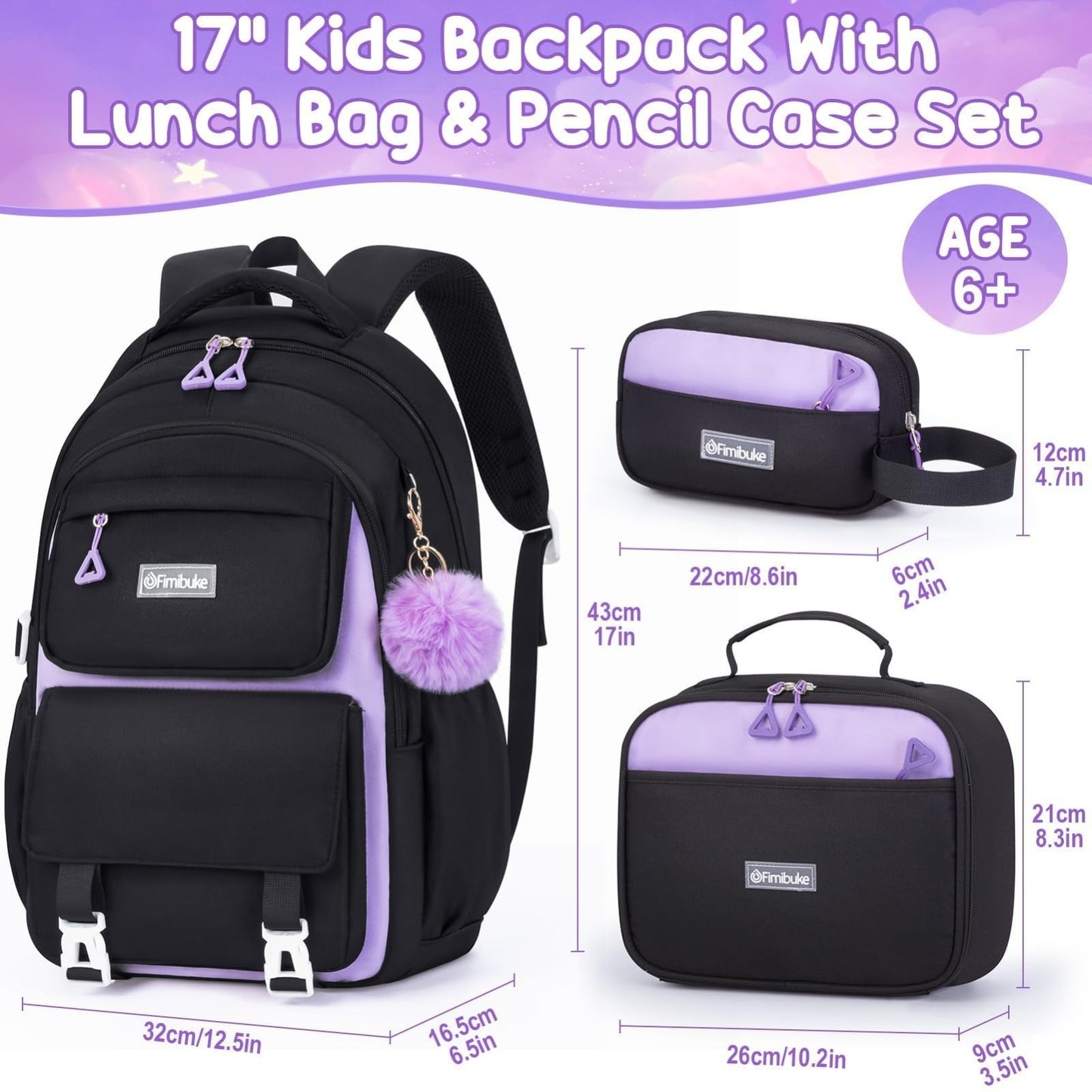 Waterproof School Backpack for Girls with Lunch Box & Pencil Case   Stylish & Du2