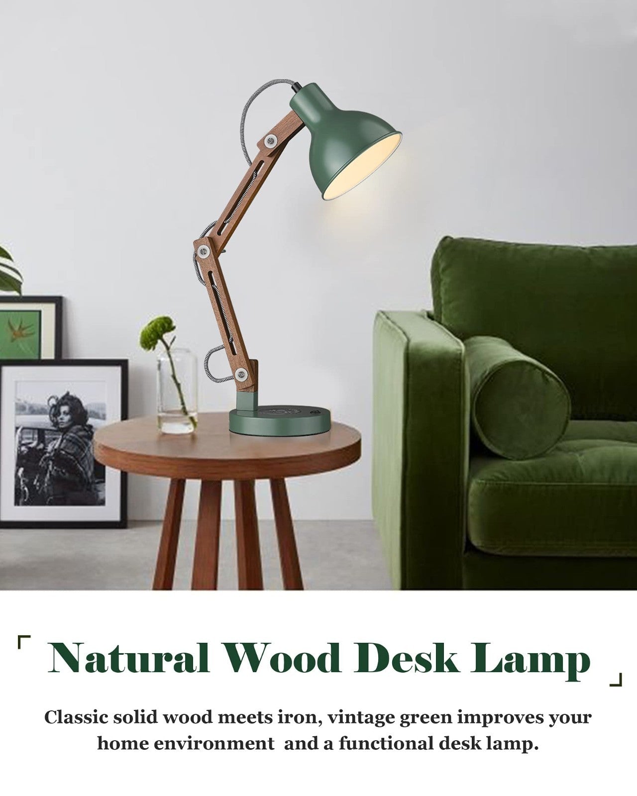 LED Desk Lamp with Wireless Charger & USB C Port, Swing Arm Reading Light for Ho7