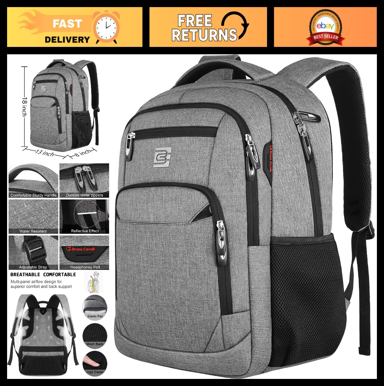 Slim Anti Theft Laptop Backpack for Business Travel & College   Stylish & Durabl0