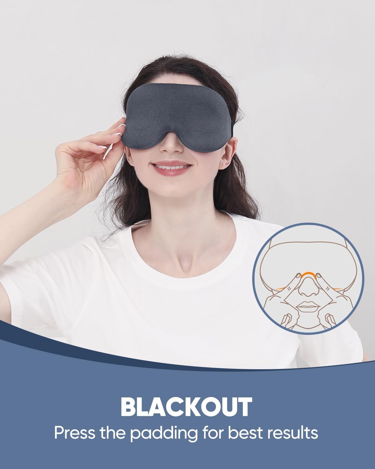 Luxury Sleep Mask - 3D Contoured Light Blocking Eye Mask for Side Sleepers, Adju3