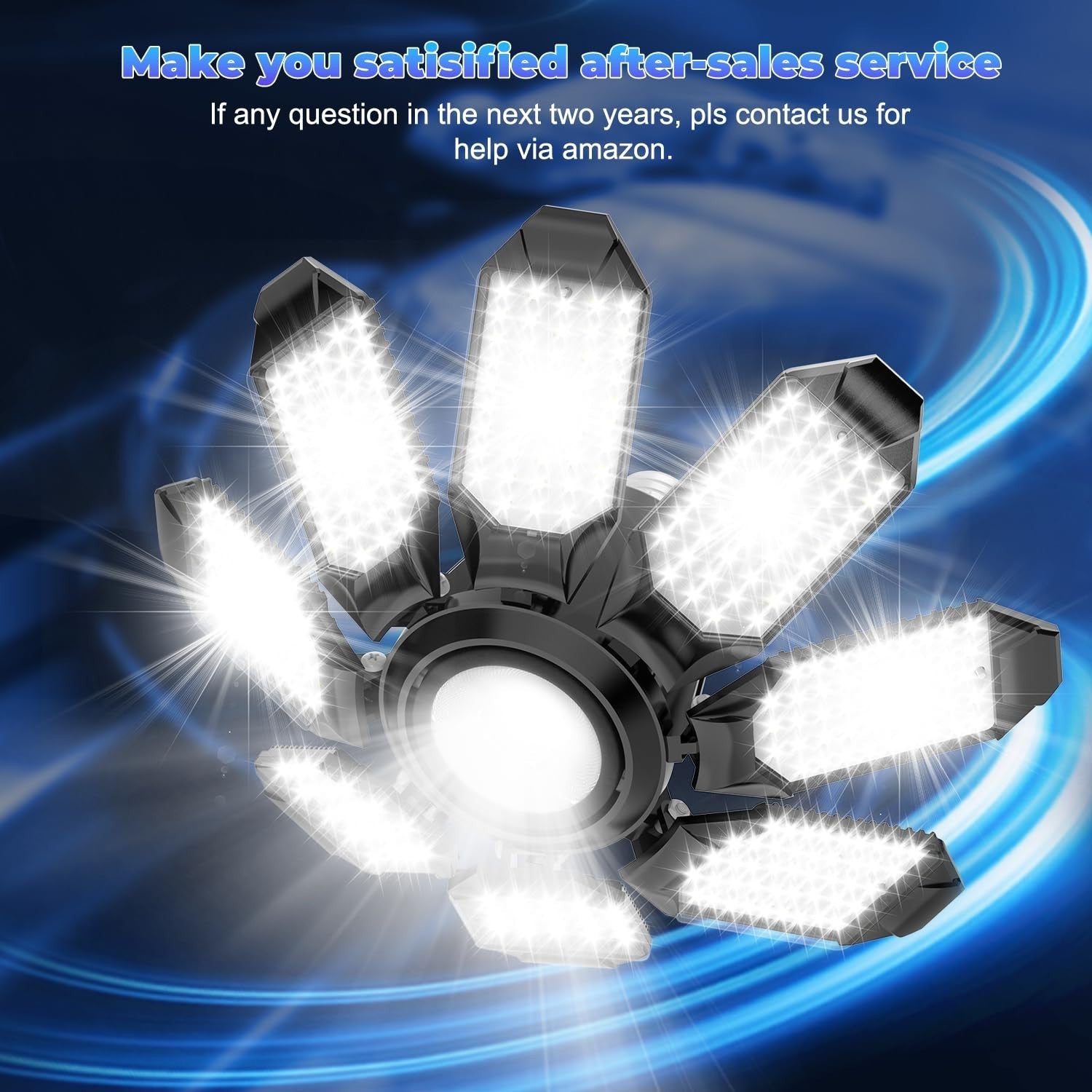 Super Bright 25000LM Garage Ceiling Lights, 8 Deformable Panels, 6500K LED, E26/6