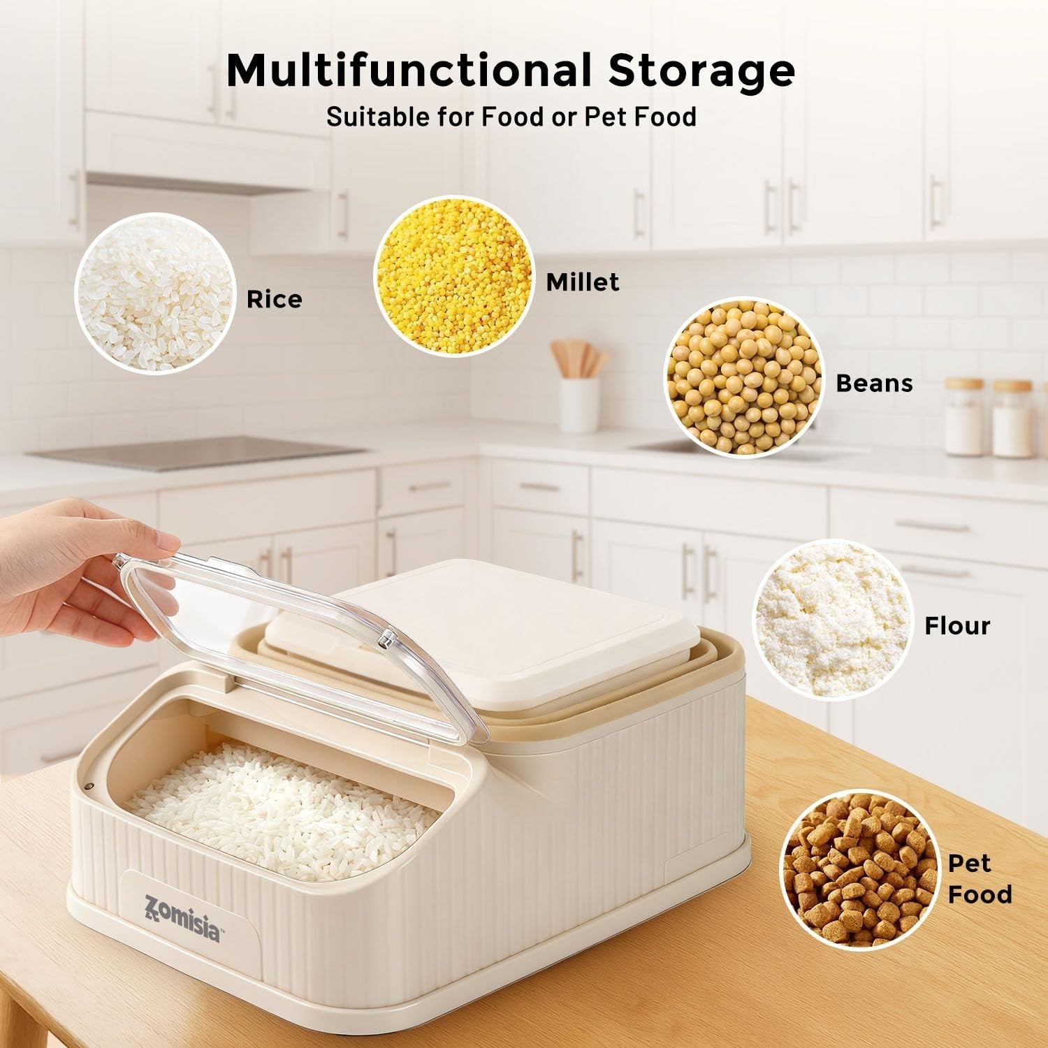 Collapsible Dog Food Storage Container 30 40lbs, FIFO Design, Airtight & Durable4