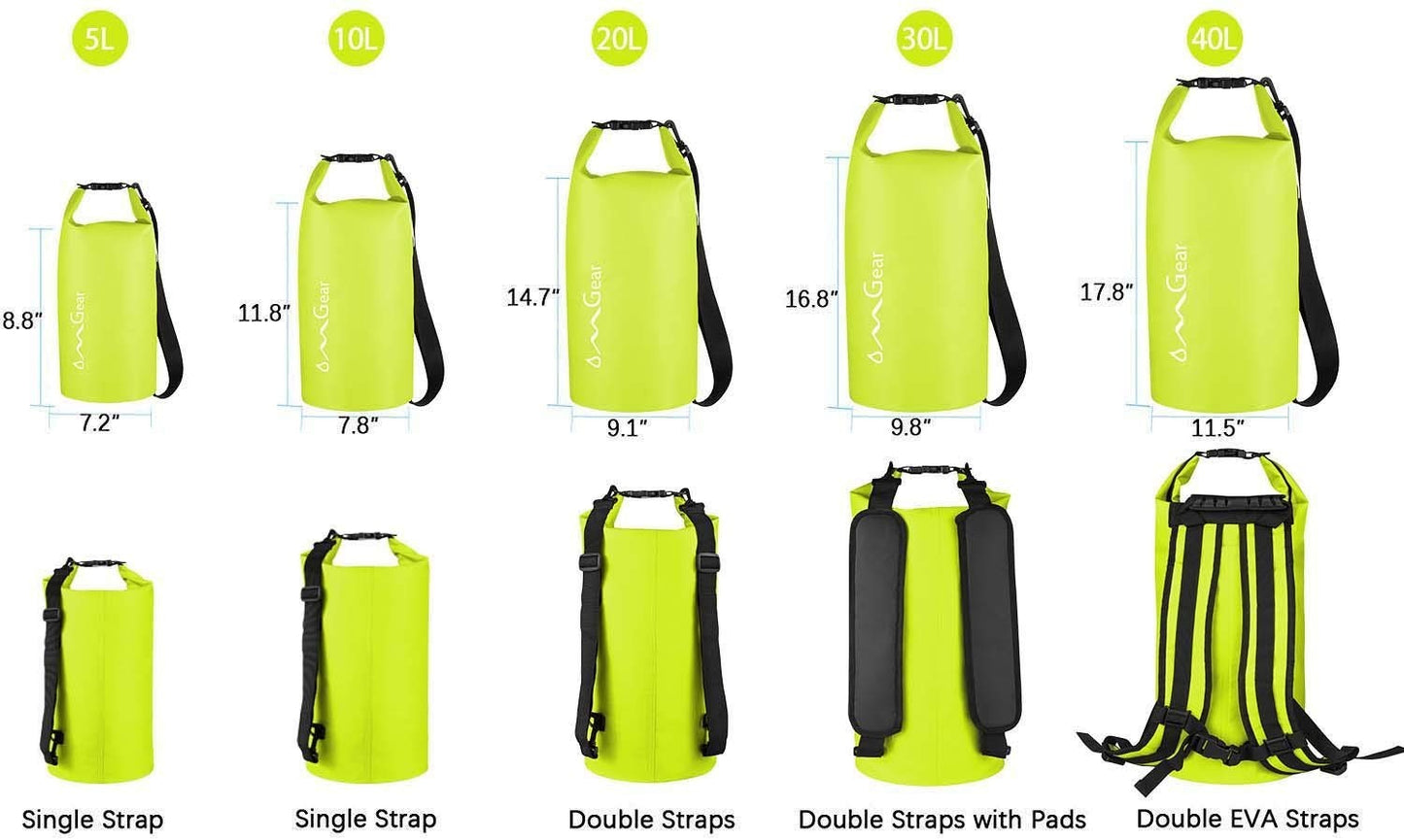 Waterproof Dry Bag Backpack 40L/30L/20L/10L/5L - Floating Sack for Kayaking & Ou2