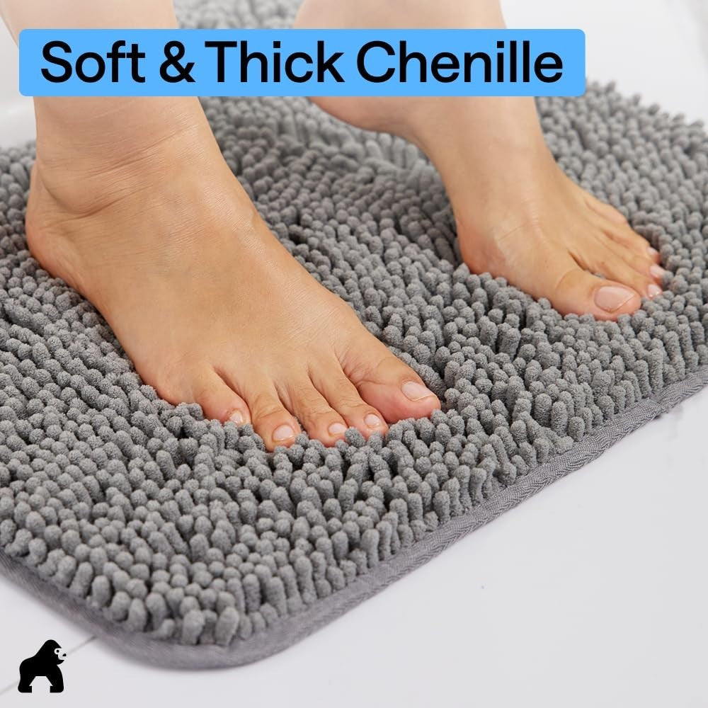Thick Soft Chenille Bath Rug Mat   Absorbent Microfiber, Quick Dry, Rubber Backi3