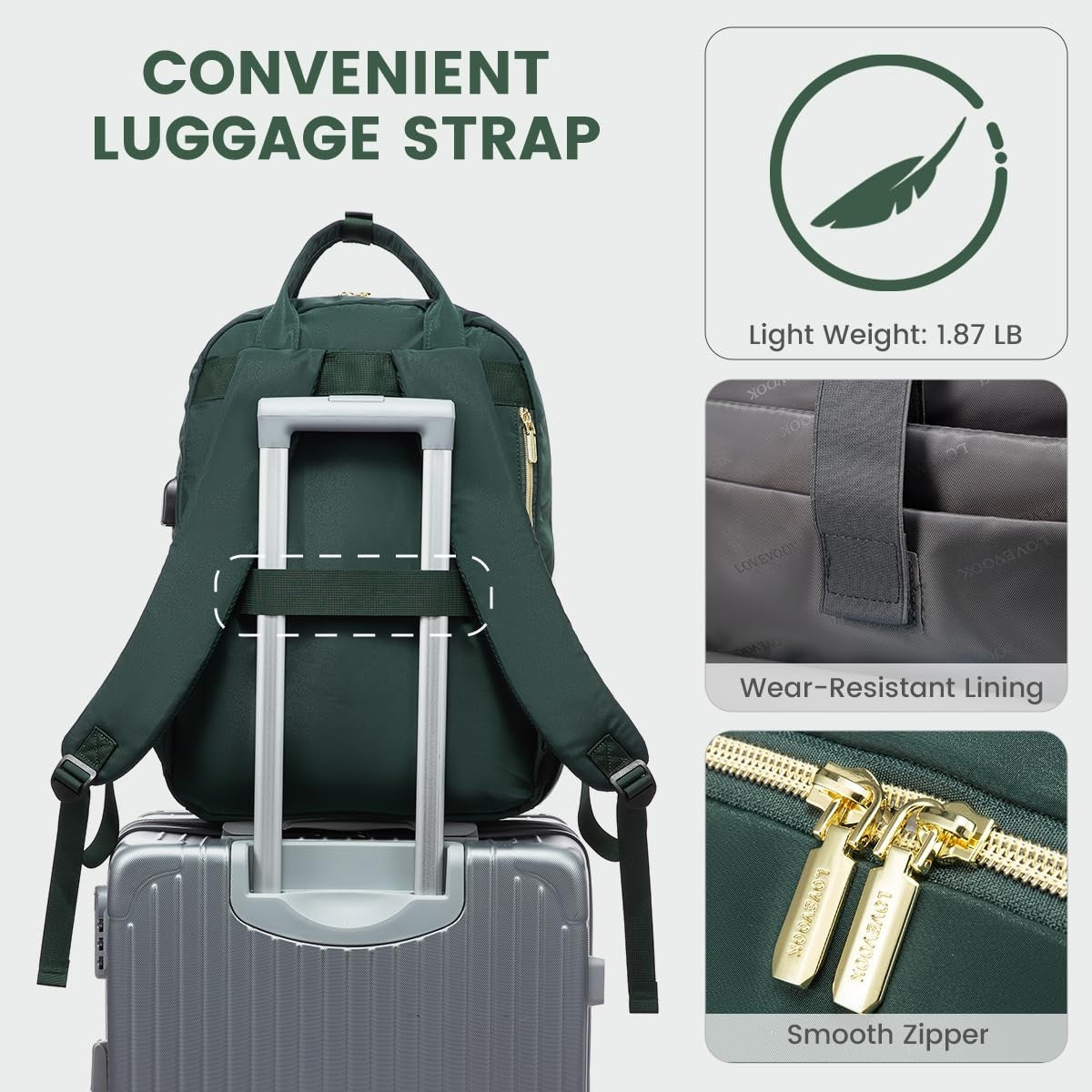 Stylish Water Resistant Laptop Backpack for Women   Travel, Work, Business, Nurs5