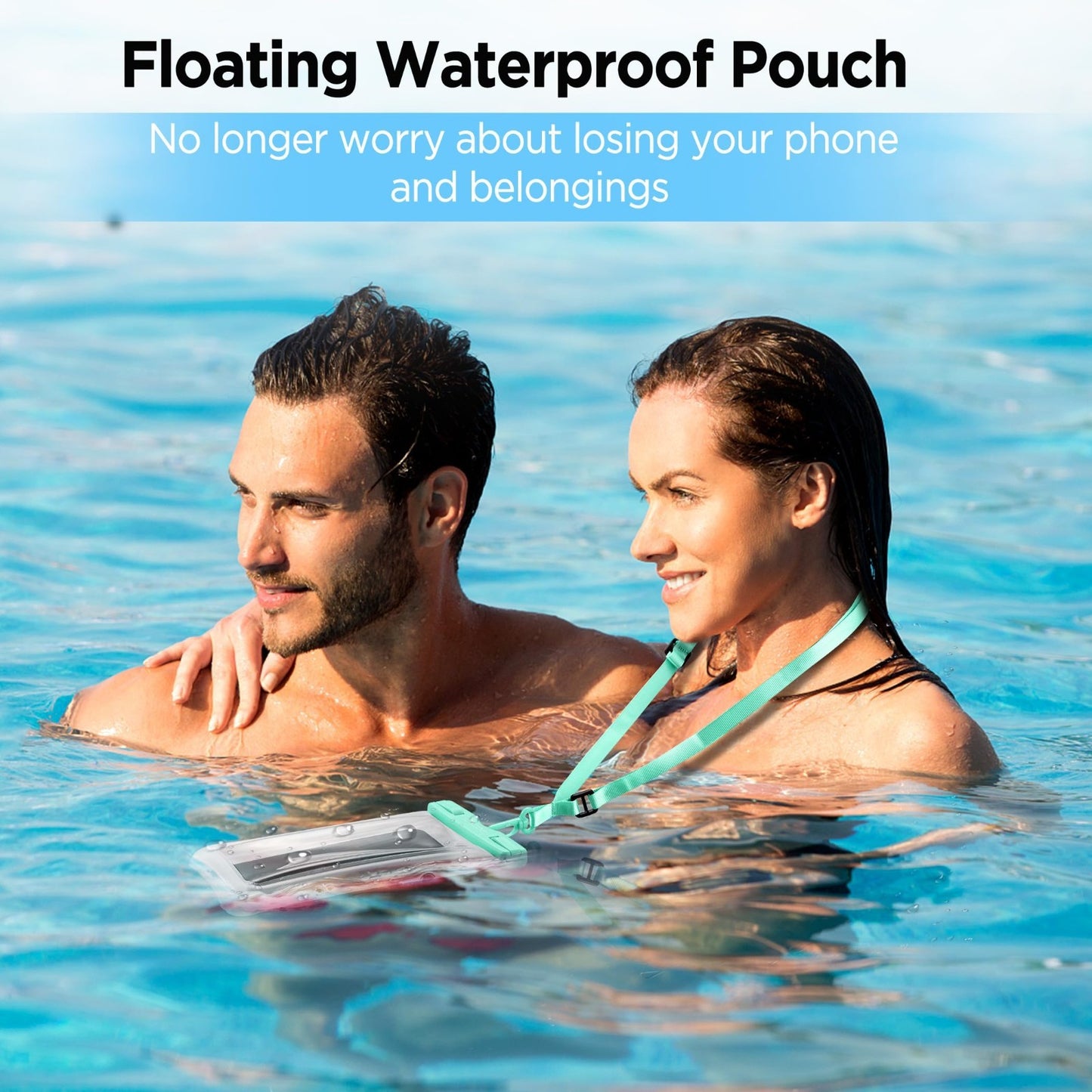 Floatable Waterproof Phone Pouch 2 Pack   IPX8 Case for Beach, Travel, Kayak, Ca6