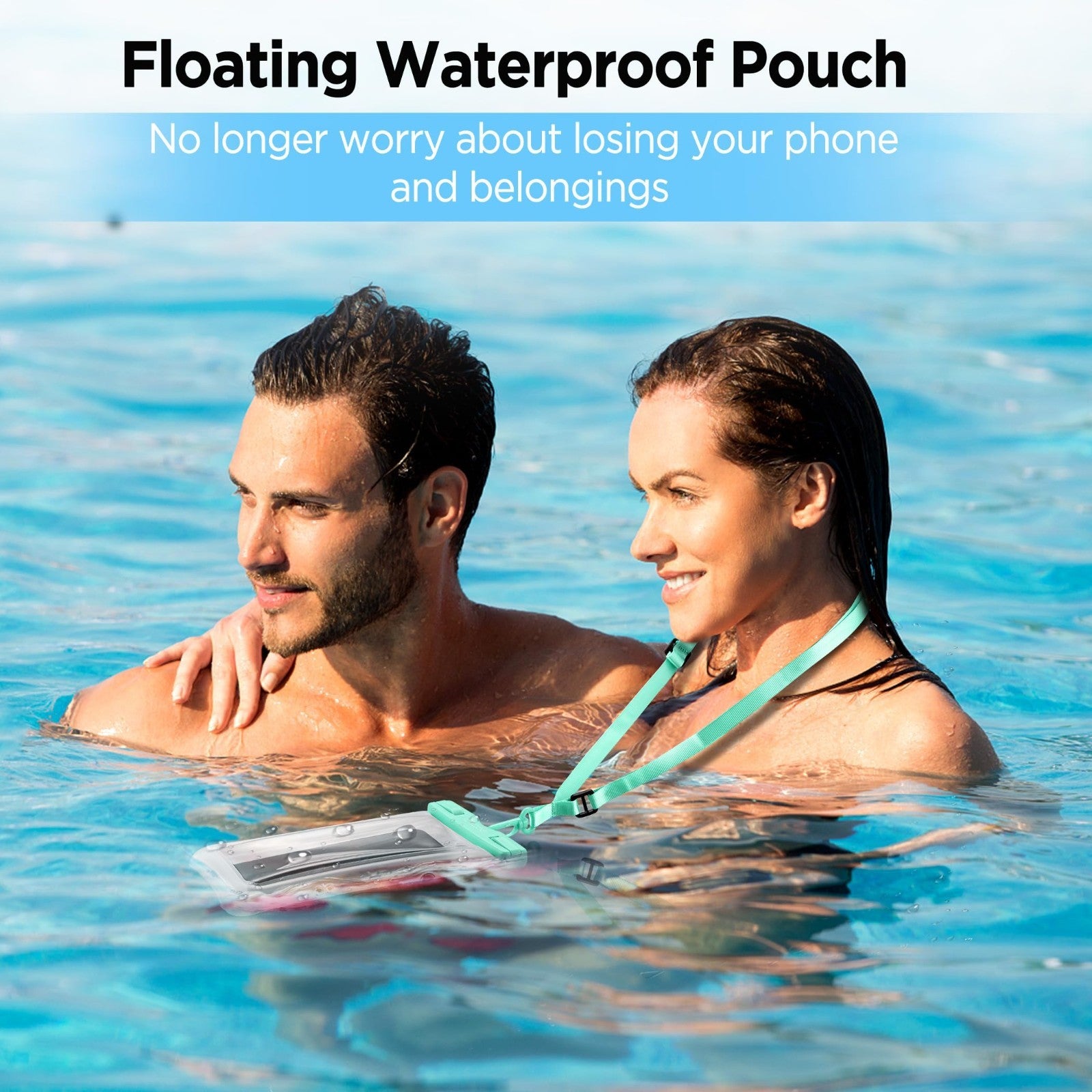 Floatable Waterproof Phone Pouch 2 Pack   IPX8 Case for Beach, Travel, Kayak, Ca6
