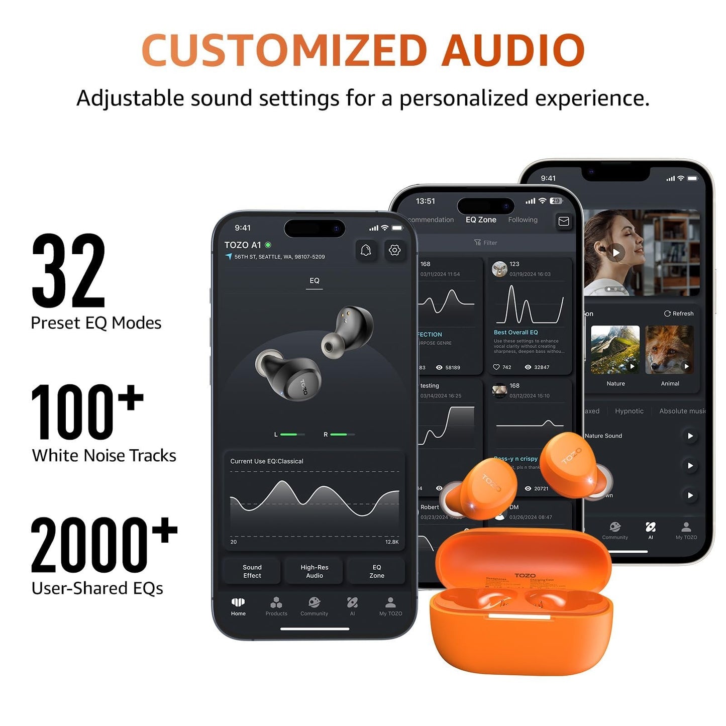 Wireless Earbuds Bluetooth 5.3, IPX5 Waterproof, AI Call Mics, Premium Sound, Ch6