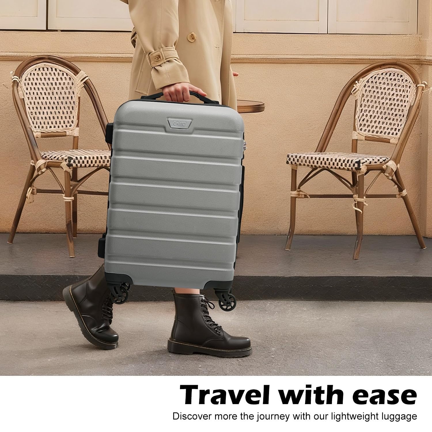 Lightweight 3-Piece Hardshell Luggage Set, 360° Spinner Wheels, TSA Lock, Silver5