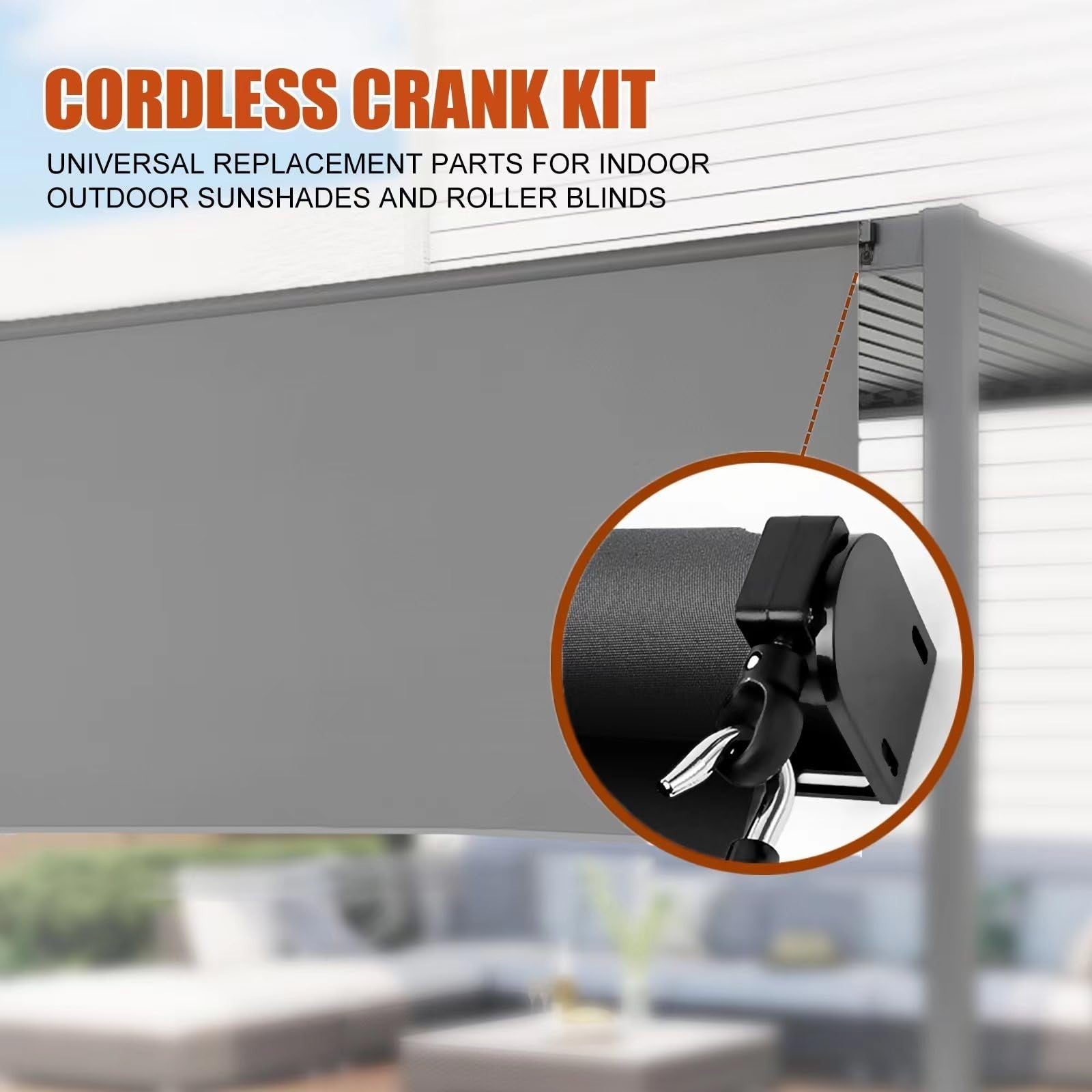 Cordless Crank Kit for Roller Blinds, Outdoor Shade Mounting Bracket, Black5
