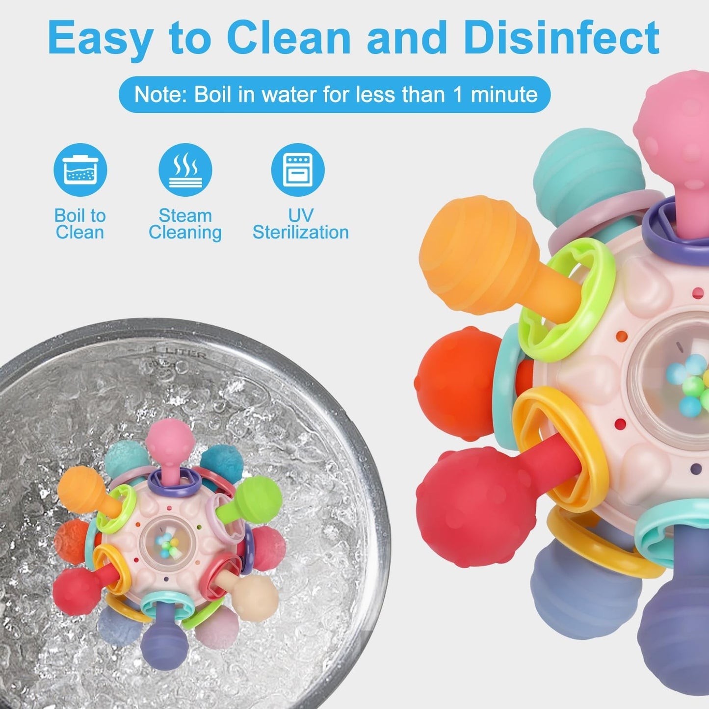 Montessori Sensory Teething Toys for Infants 0 18 Months, BPA Free, Textured Bal5