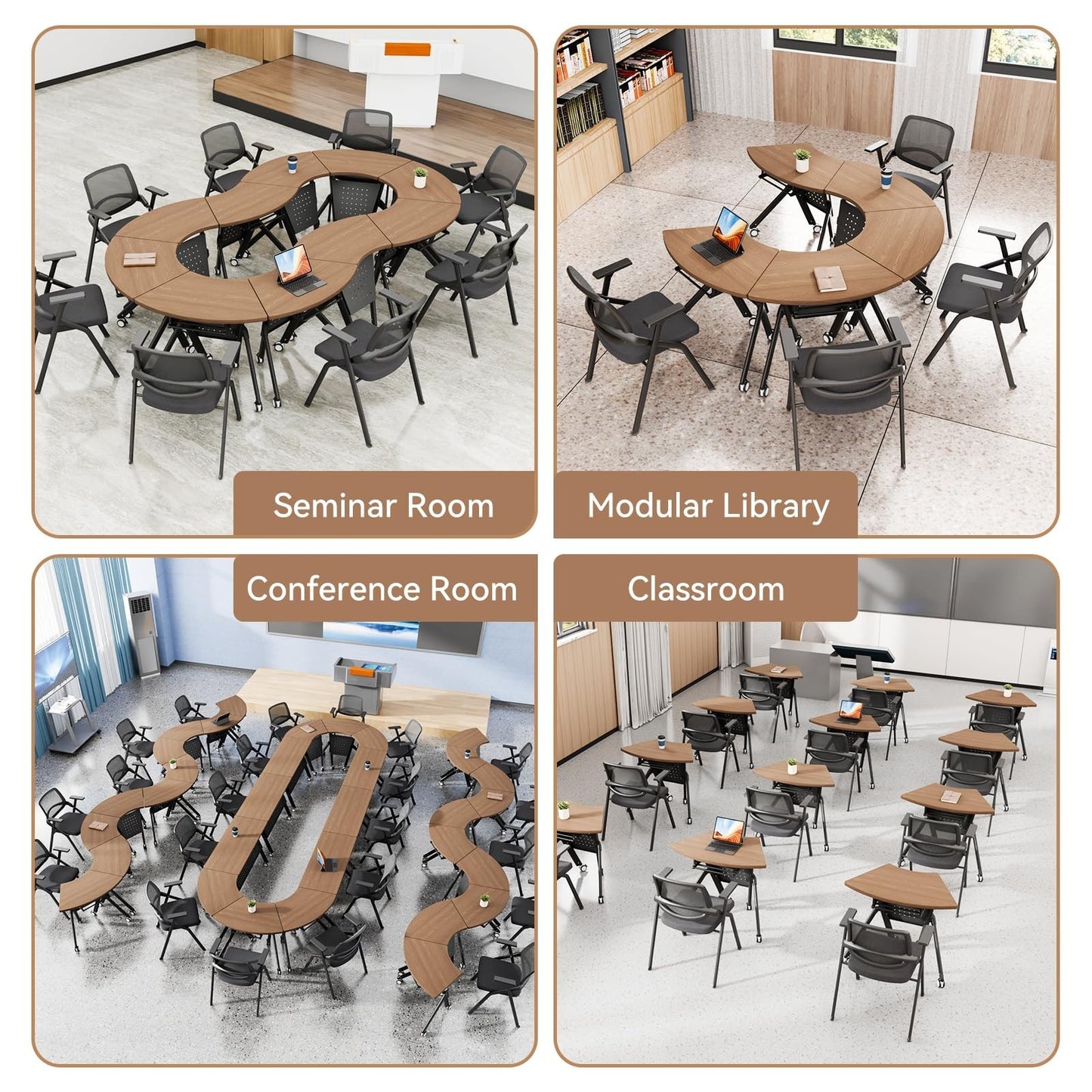 2Pack Mobile Folding Conference Tables with Wheels | Flip-Top Seminar & Training5