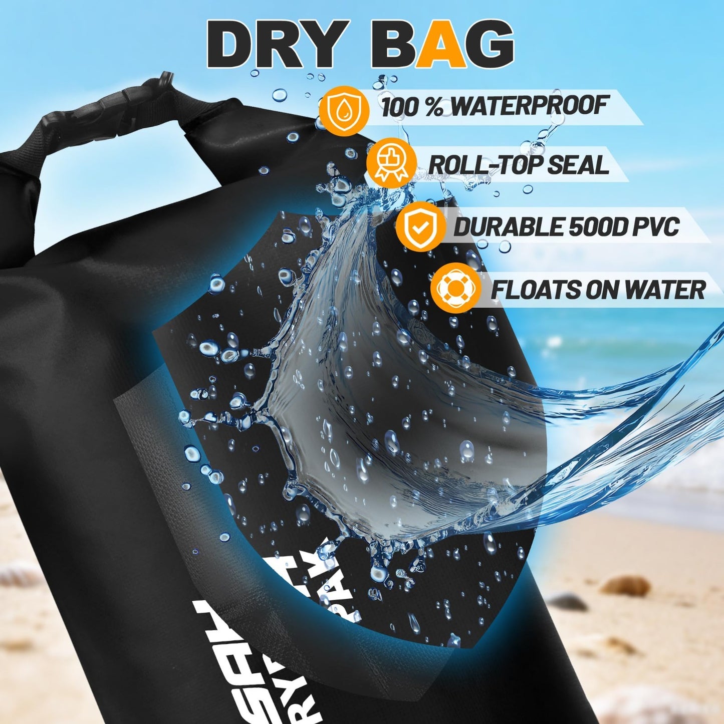 Waterproof Dry Bag - Lightweight Roll Top Backpack 5L/10L/20L/30L/40L for Travel5