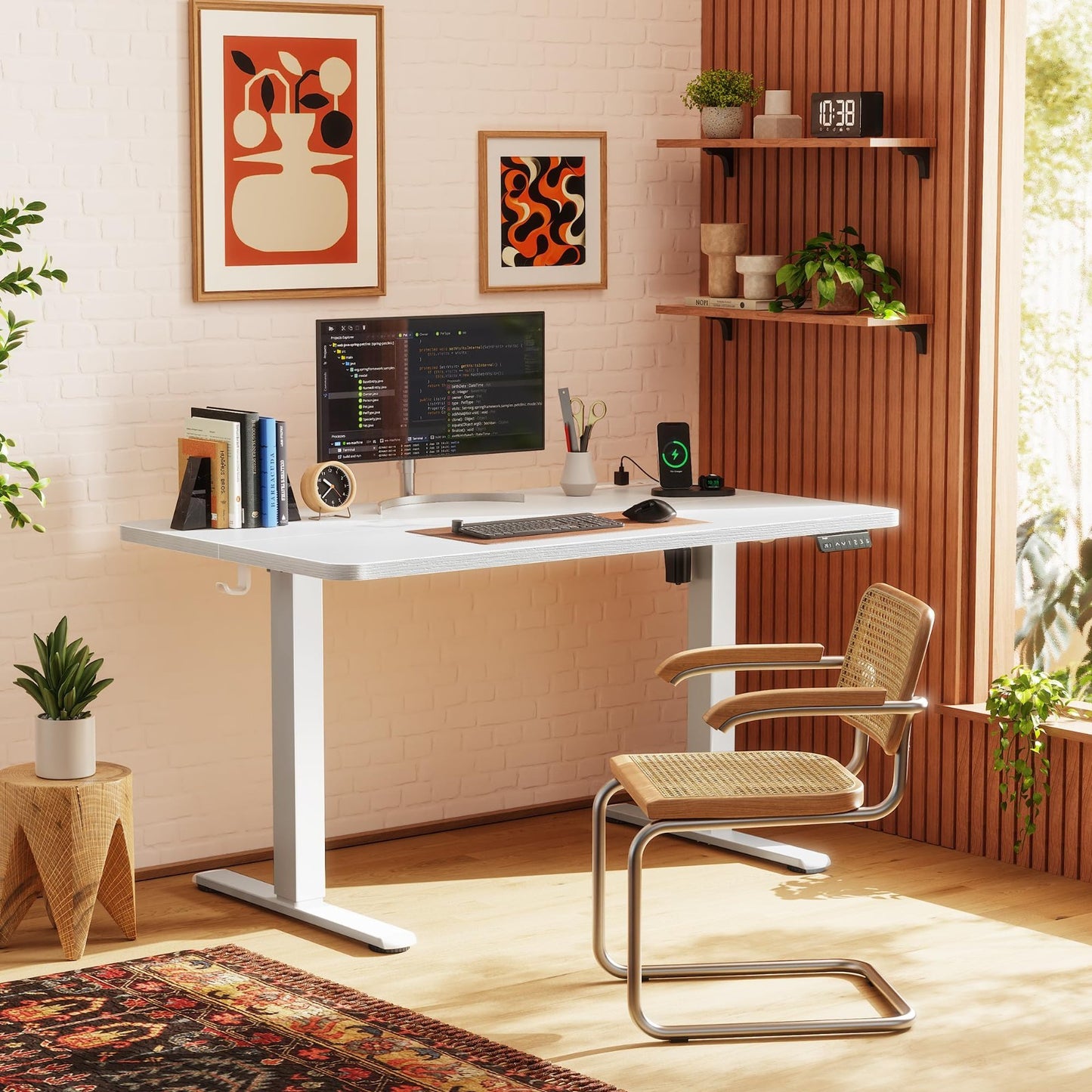 Height Adjustable Electric Standing Desk with USB-C, Power Outlets, 47x24 Inch -2