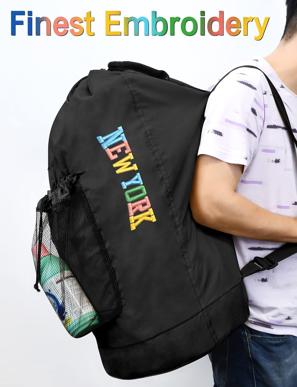 Optimized eBay Title:  "Durable Laundry Backpack with Shoulder Straps, Mesh Poc3