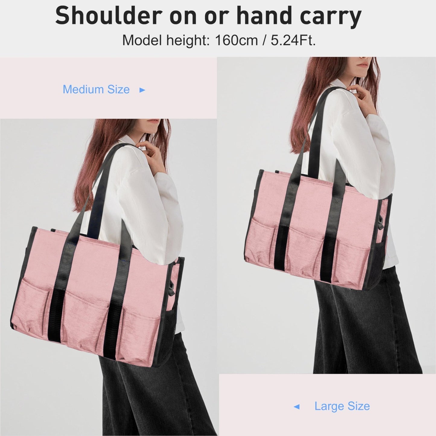 Large Multi Pocket Tote Bag with Compartments, Zippered Work Bag for Men & Women2