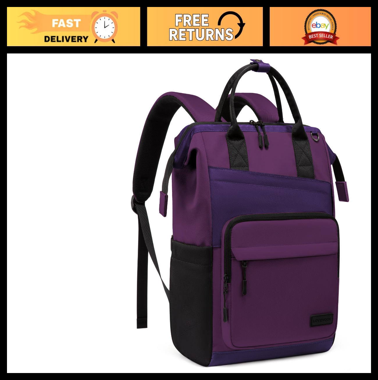 Stylish 15.6" Laptop Backpack for Women   Water Resistant Travel Bag, Large Capa0