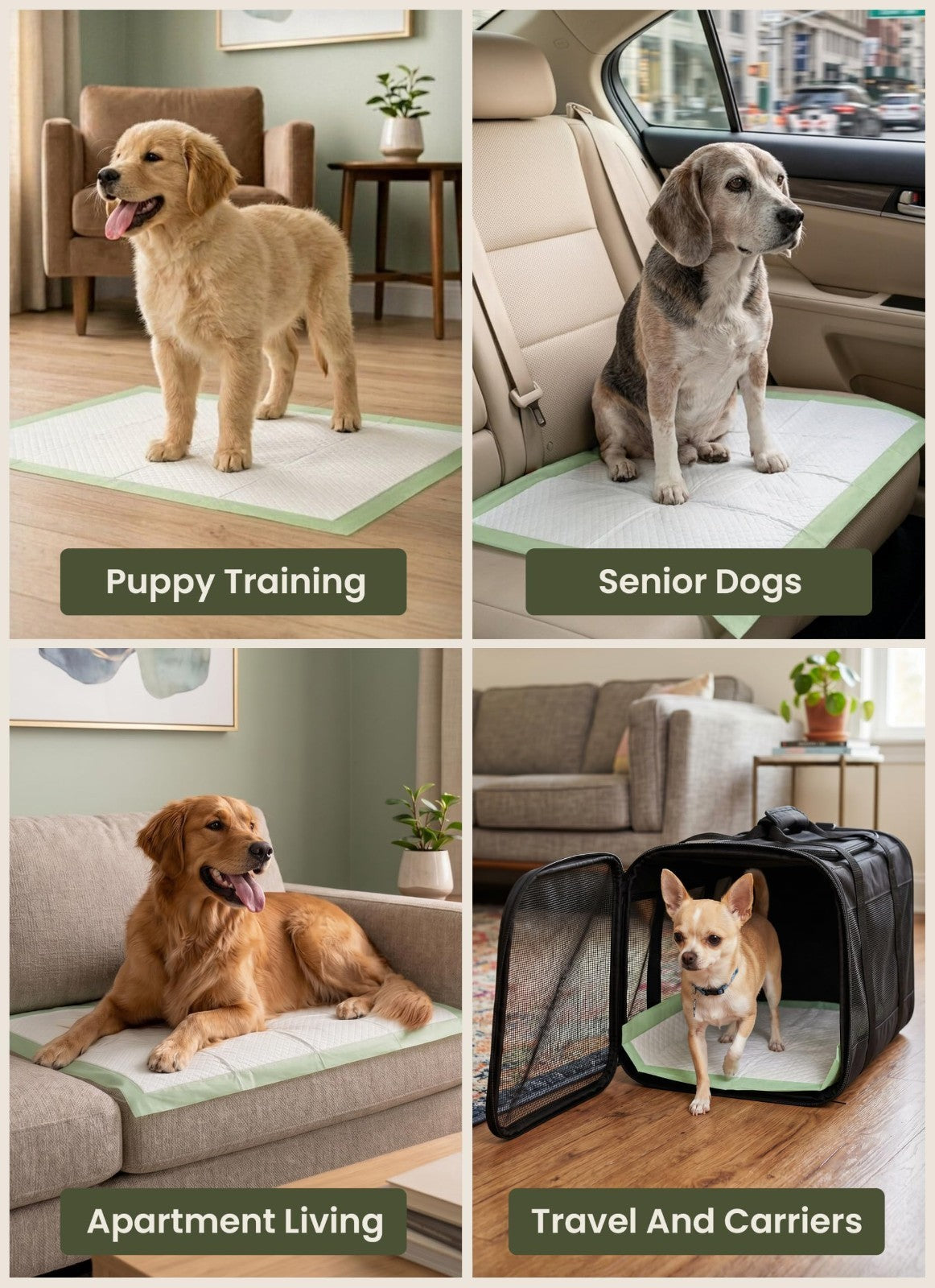 Large Dog Pads with Sticky Tabs - Super Absorbent, Odor Blocking, 40-Count (24x23